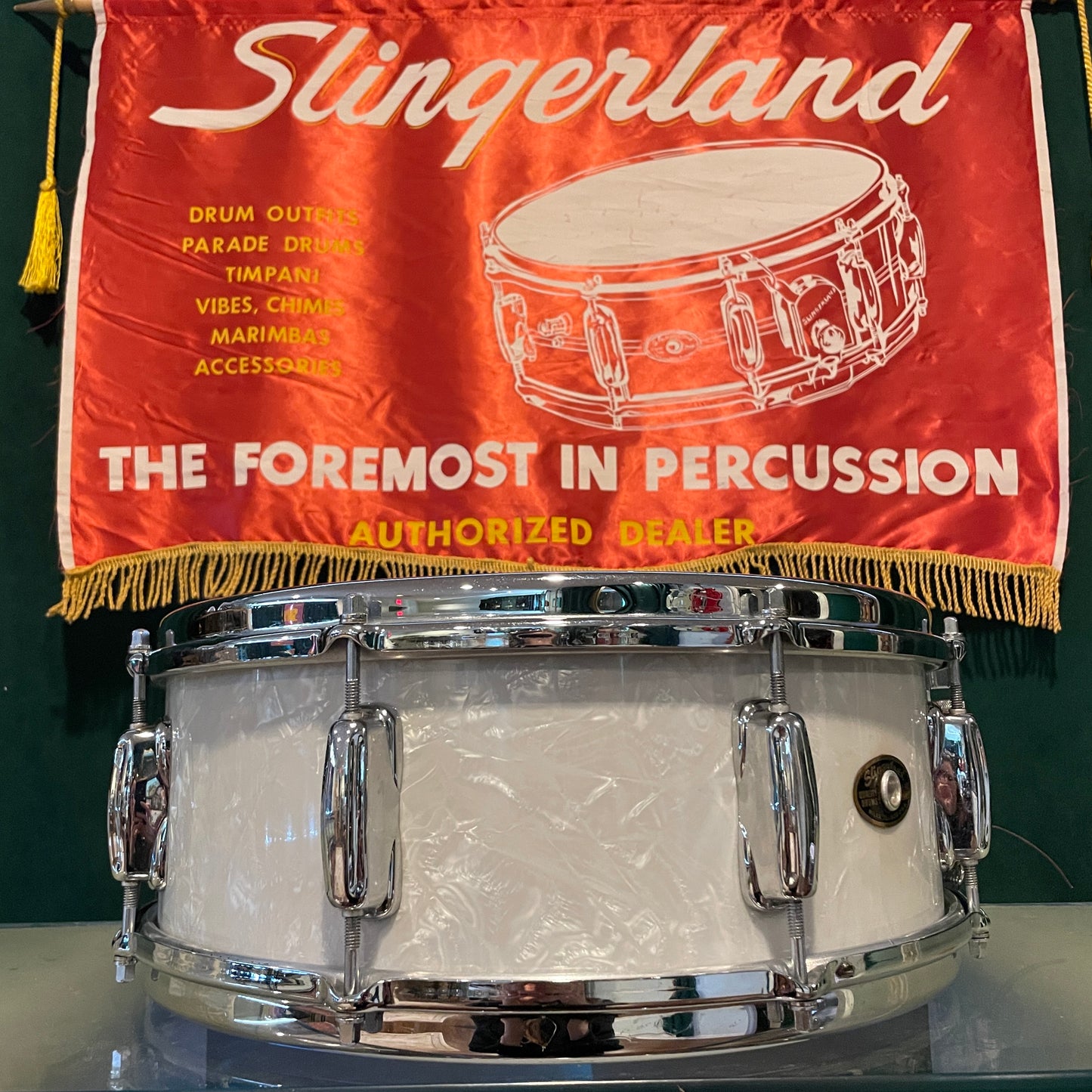 1962 Slingerland 5.5x14 No. 146 Hollywood Ace Snare Drum White Marine Pearl