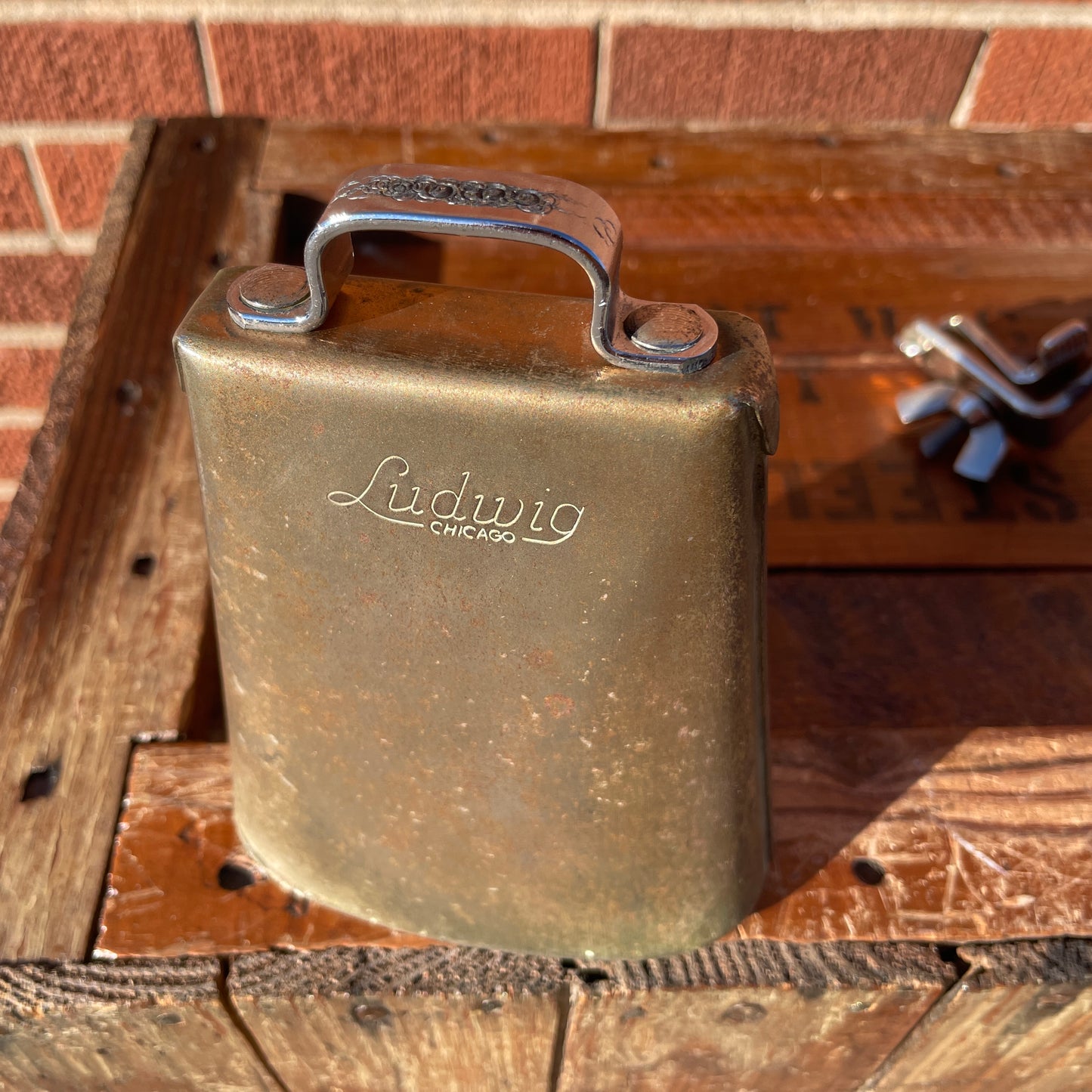 1960s Ludwig 5" Golden Tone No. 129 Cow Bell w/ Cowbell Holder No. 133 Script Logo