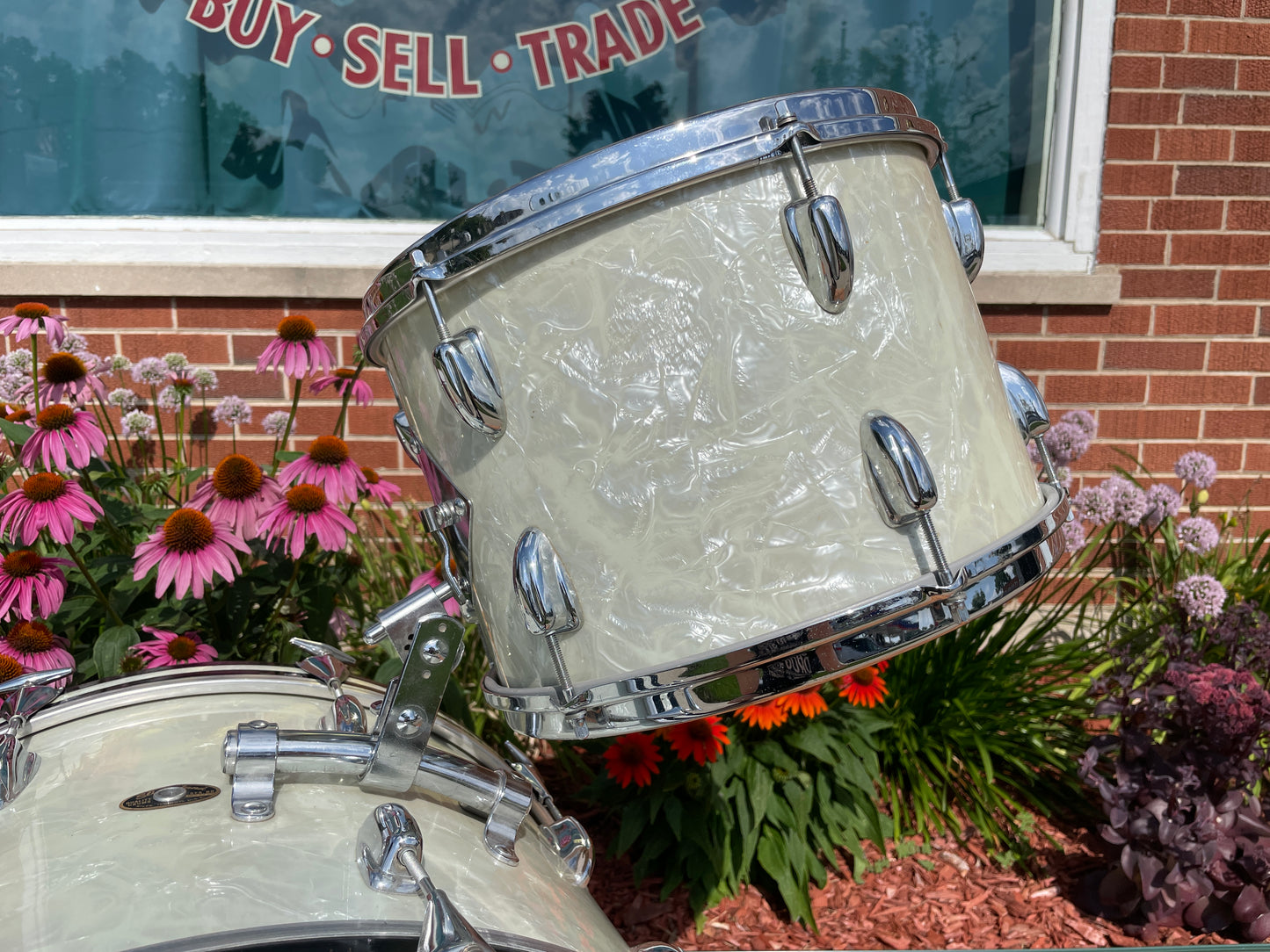 1960s Slingerland Gene Krupa Deluxe Outfit Drum Set White Marine Pearl 22/13/16