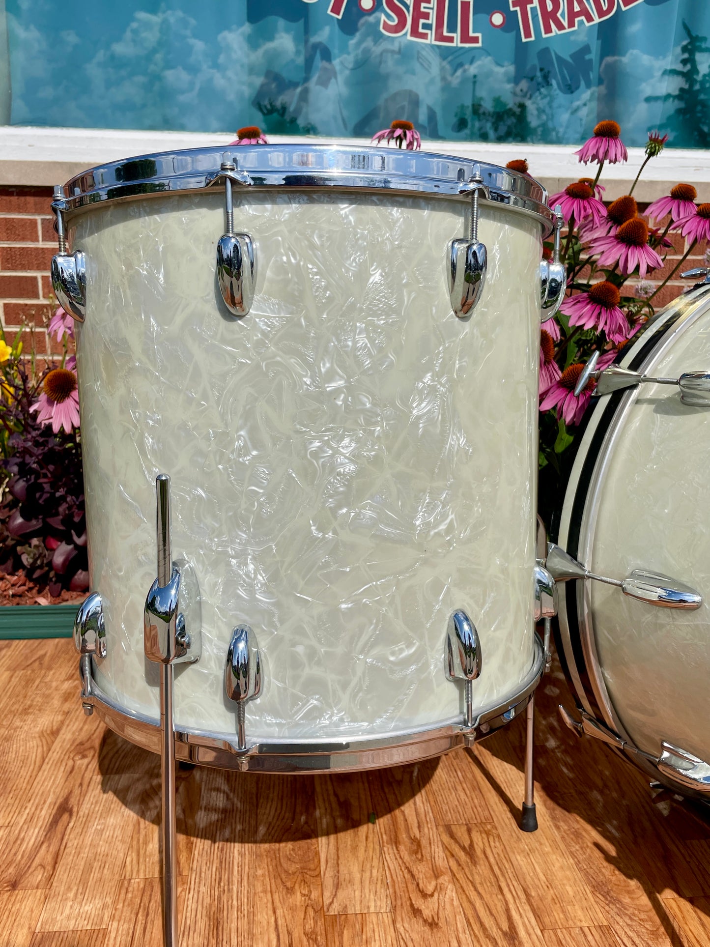1960s Slingerland Gene Krupa Deluxe Outfit Drum Set White Marine Pearl 22/13/16