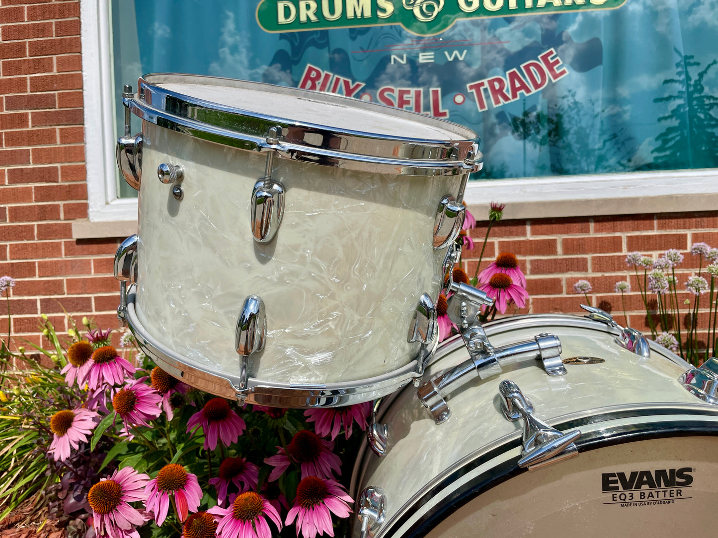 1960s Slingerland Gene Krupa Deluxe Outfit Drum Set White Marine Pearl 22/13/16