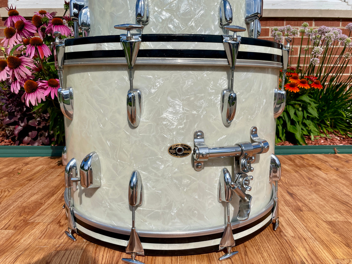 1960s Slingerland Gene Krupa Deluxe Outfit Drum Set White Marine Pearl 22/13/16