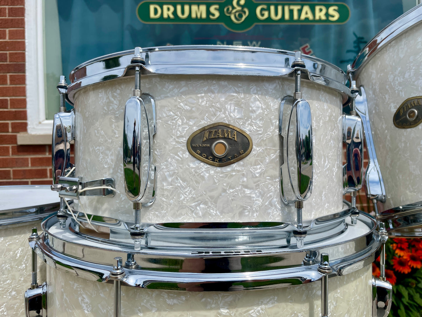2000s MIJ Tama Rockstar EFX Drum Set Snow White Marine Pearl 24/13/14/16/18 w/ 6.5x14 Snare