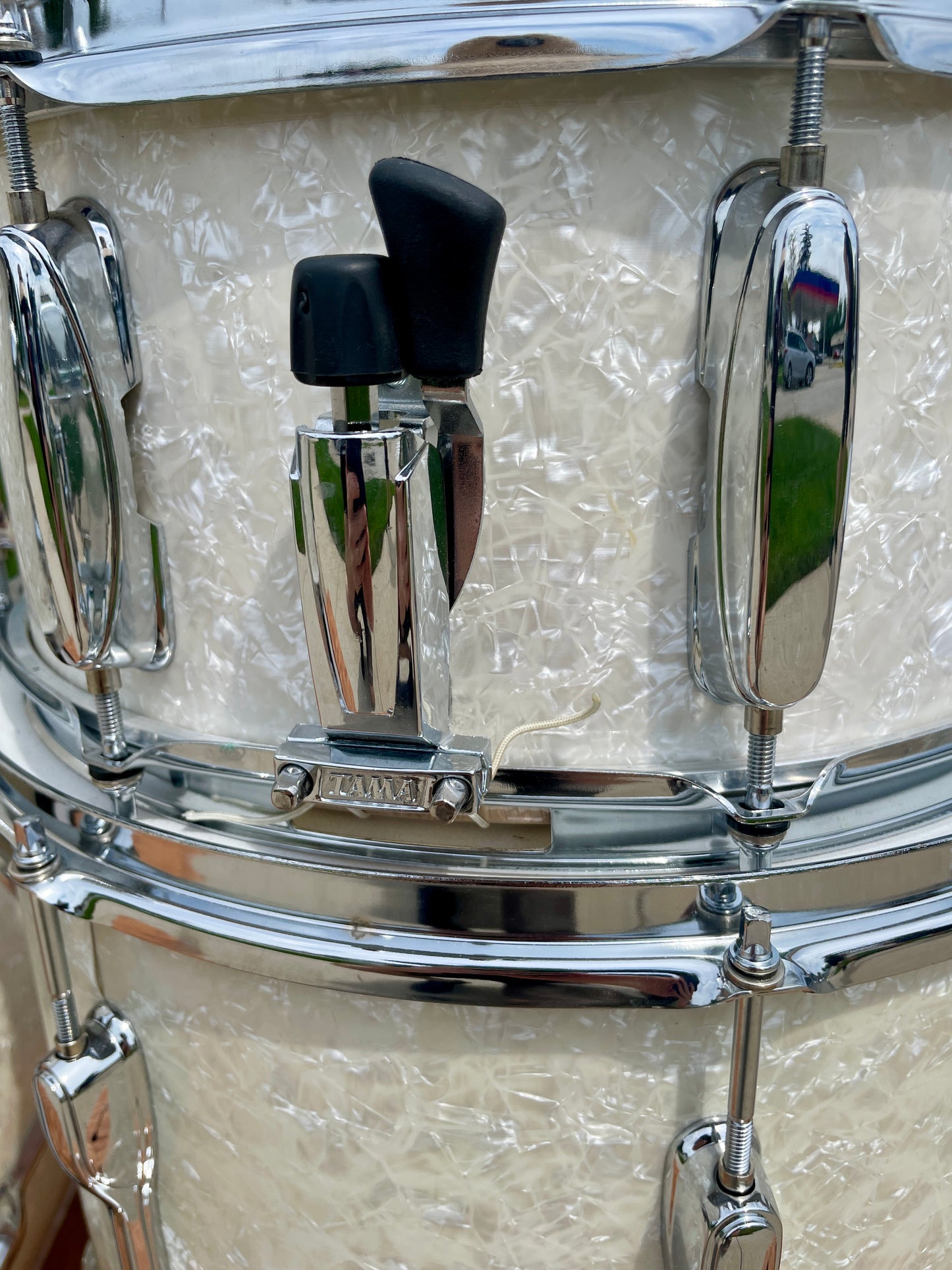 2000s MIJ Tama Rockstar EFX Drum Set Snow White Marine Pearl 24/13/14/16/18 w/ 6.5x14 Snare