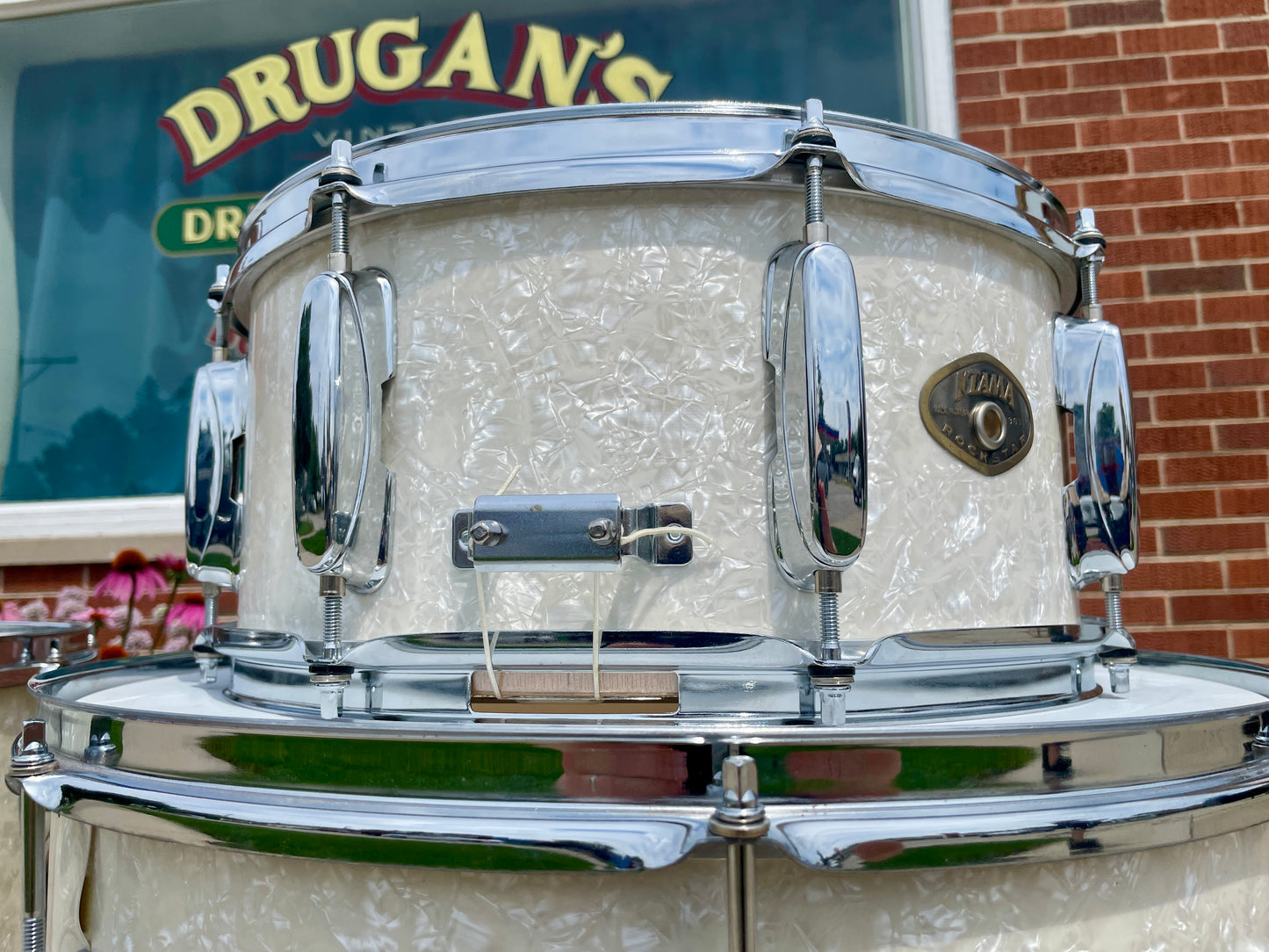 2000s MIJ Tama Rockstar EFX Drum Set Snow White Marine Pearl 24/13/14/16/18 w/ 6.5x14 Snare