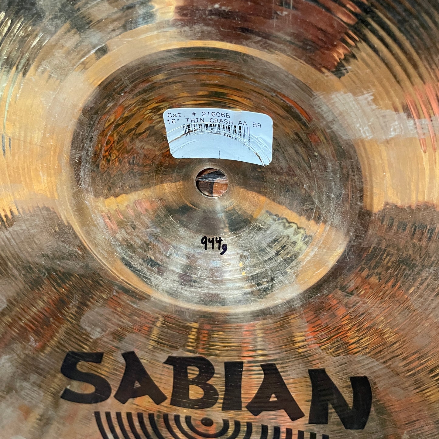 16" Sabian AA Thin Crash Cymbal 944g Brilliant *Video Demo*