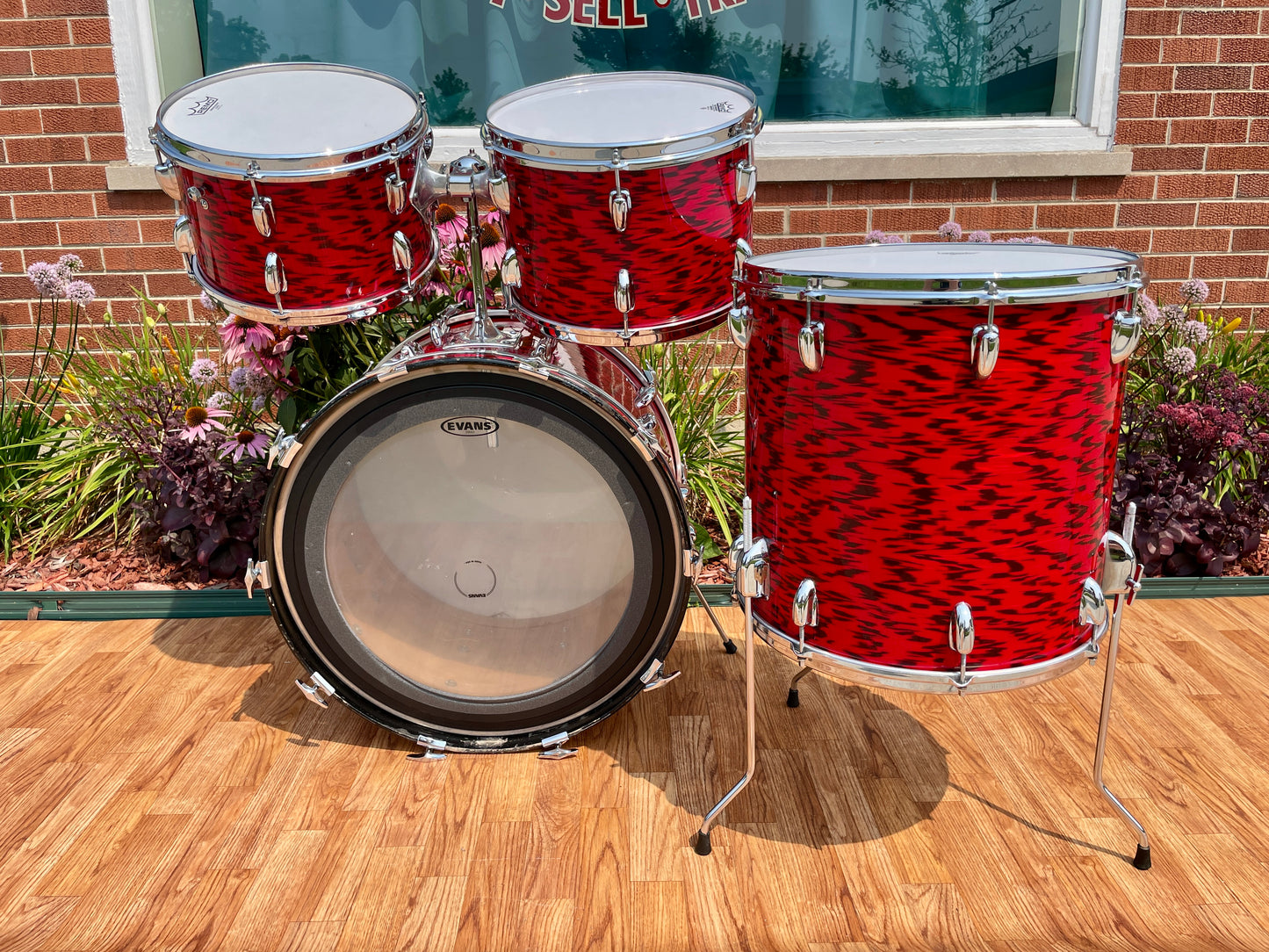 1960s Slingerland Drum Set Red Tiger Modern Solo Outfit 22/12/13/16