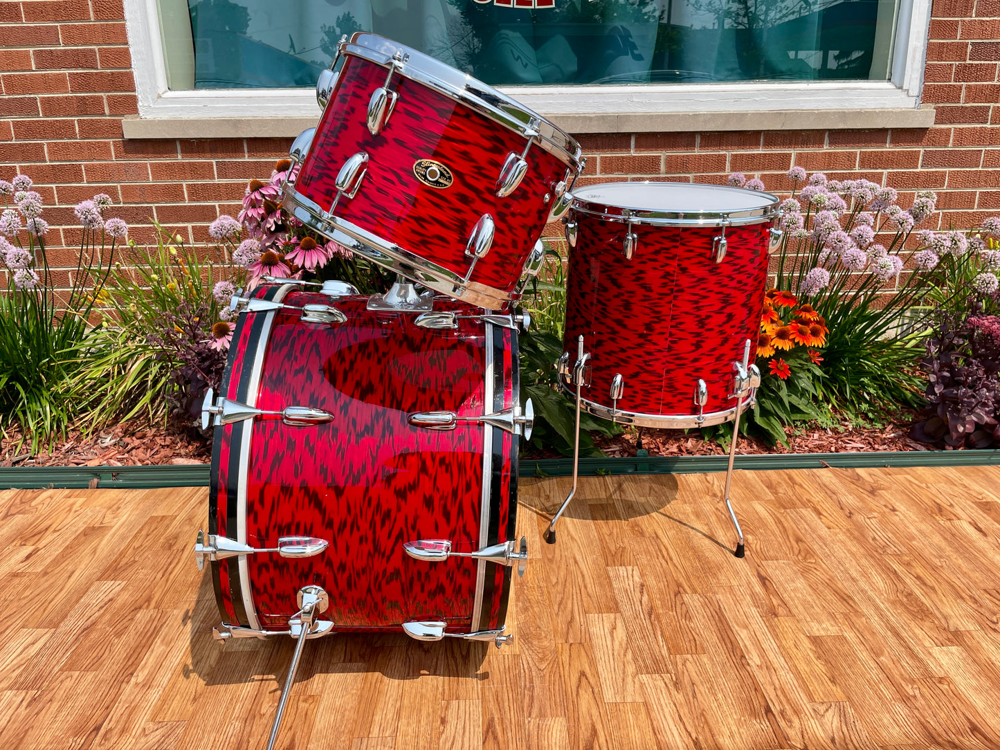 1960s Slingerland Drum Set Red Tiger Modern Solo Outfit 22/12/13/16