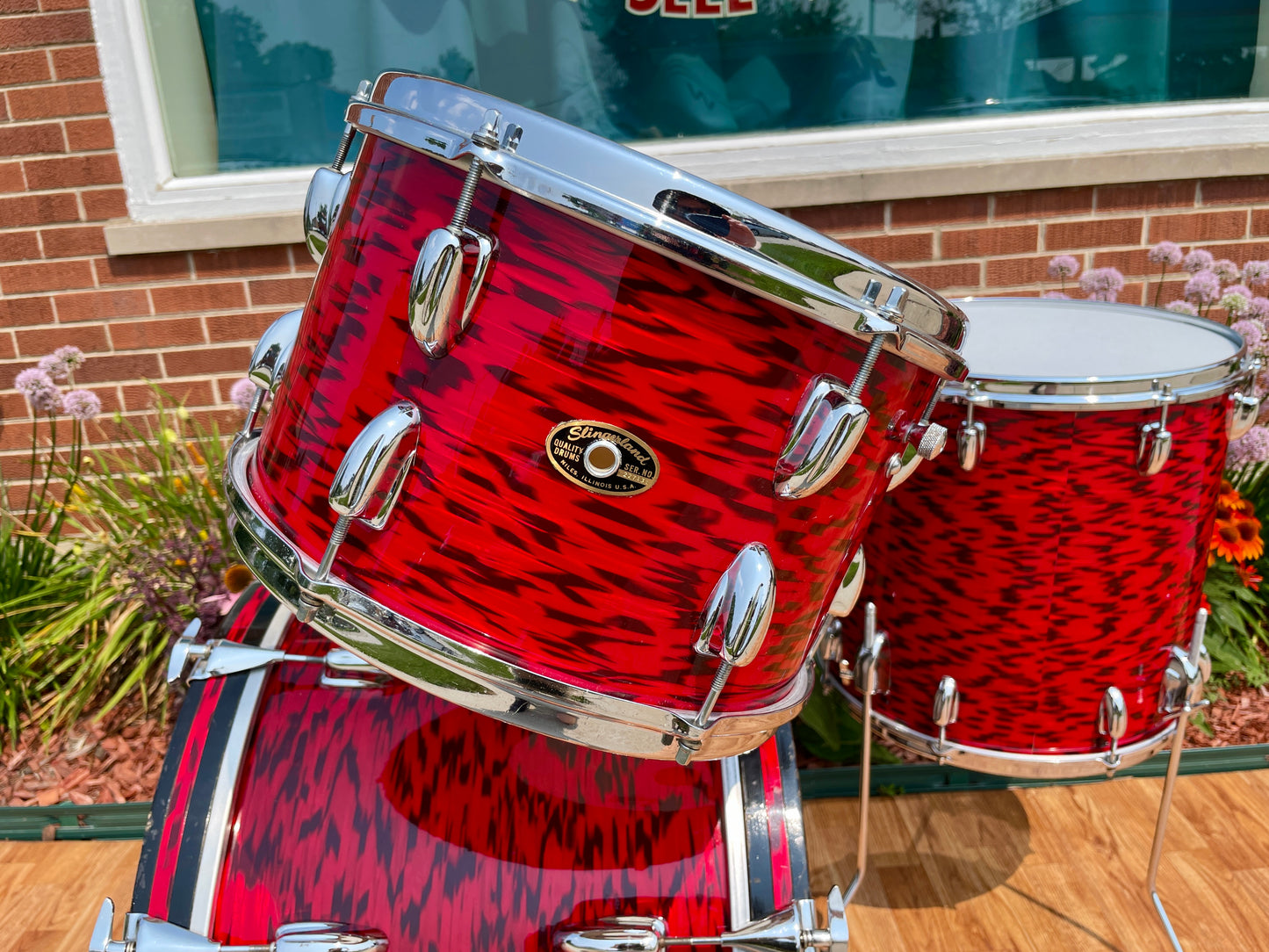 1960s Slingerland Drum Set Red Tiger Modern Solo Outfit 22/12/13/16