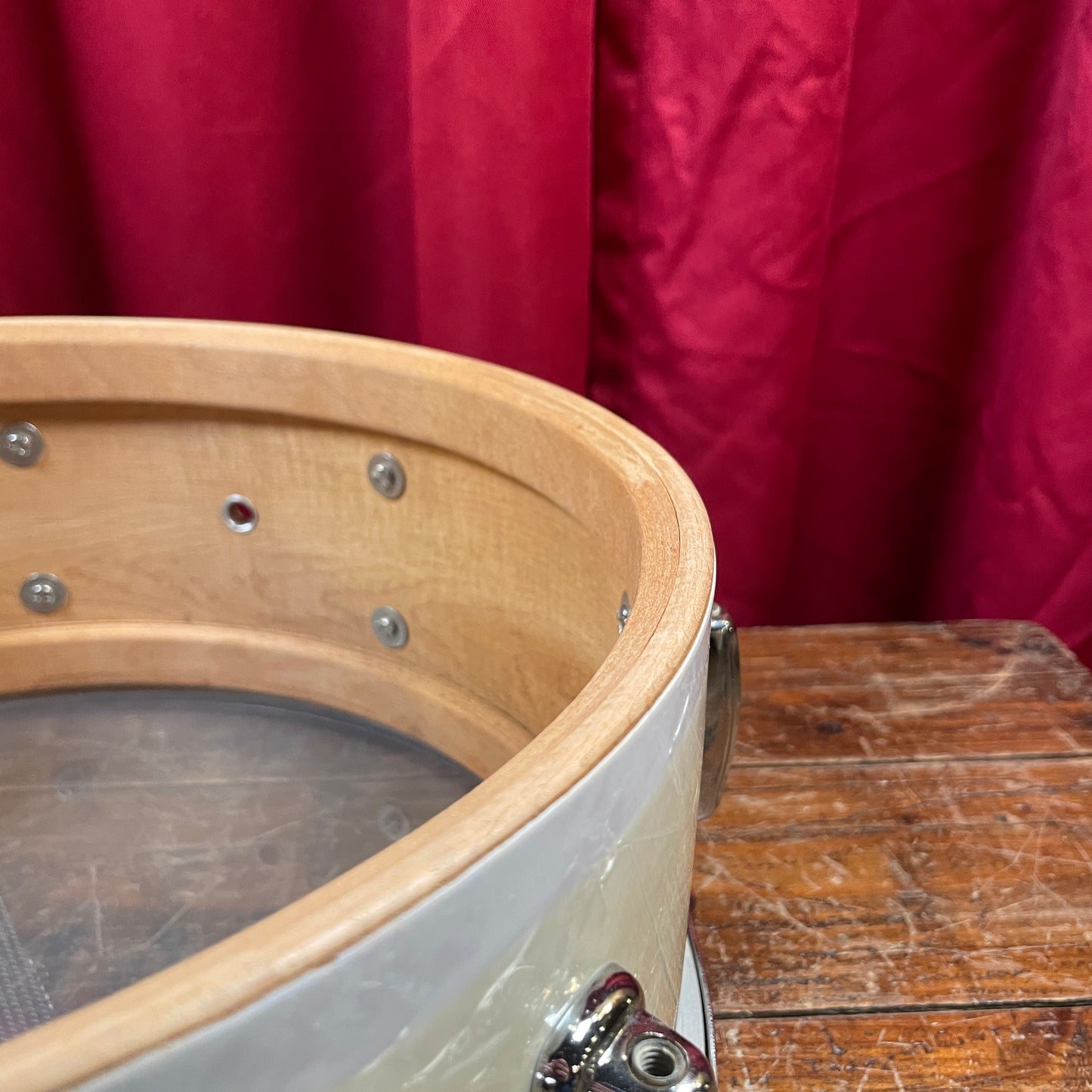 1950s Slingerland 5.5x14 No. 153 Super Gene Krupa Radio King Snare Drum White Marine Pearl