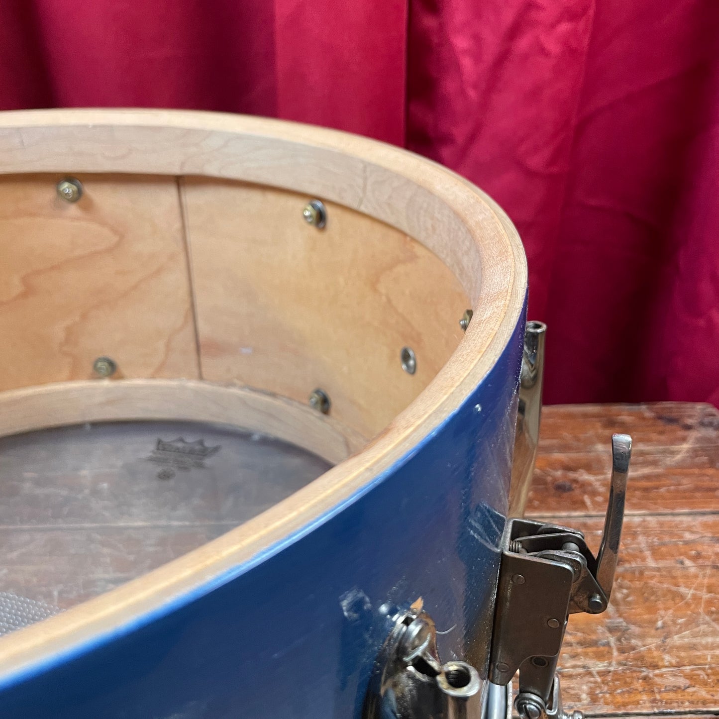 1930s-1940s WFL Ludwig 7x14 No. 416 Paramount Model Snare Drum Blue / Gold Duco Zephyr All American Swing