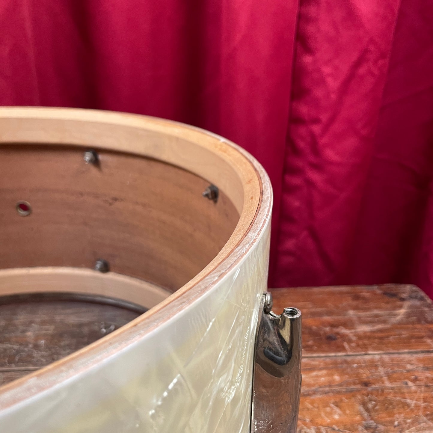 1937 WFL 7x14 No. 421 Hollywood Swing Snare Drum White Marine Pearl