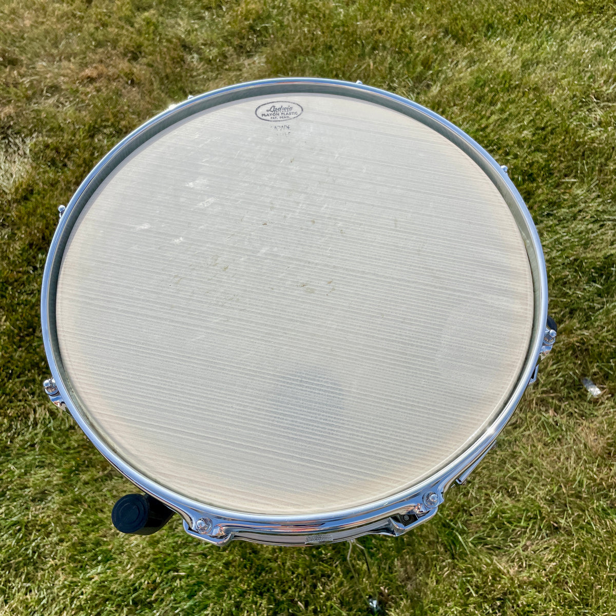1950s WFL Ludwig Down Beat 4x14 Snare Drum White Marine Pearl