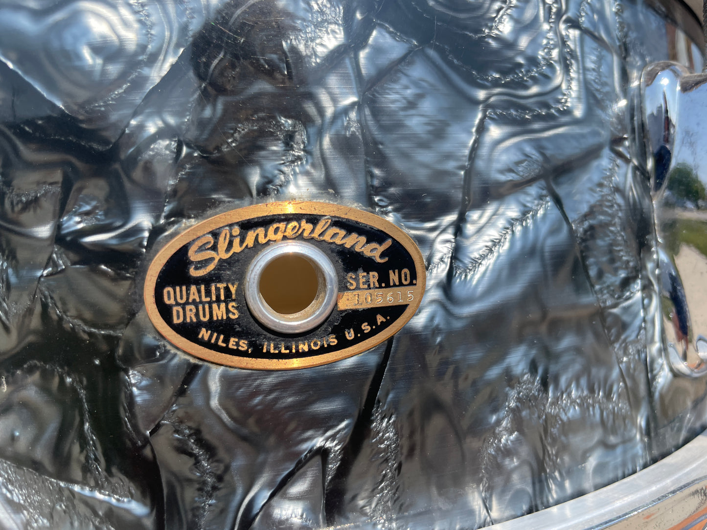 1960s Slingerland 5.5x14 Deluxe Student Model No. 161 Snare Drum Black Diamond Pearl