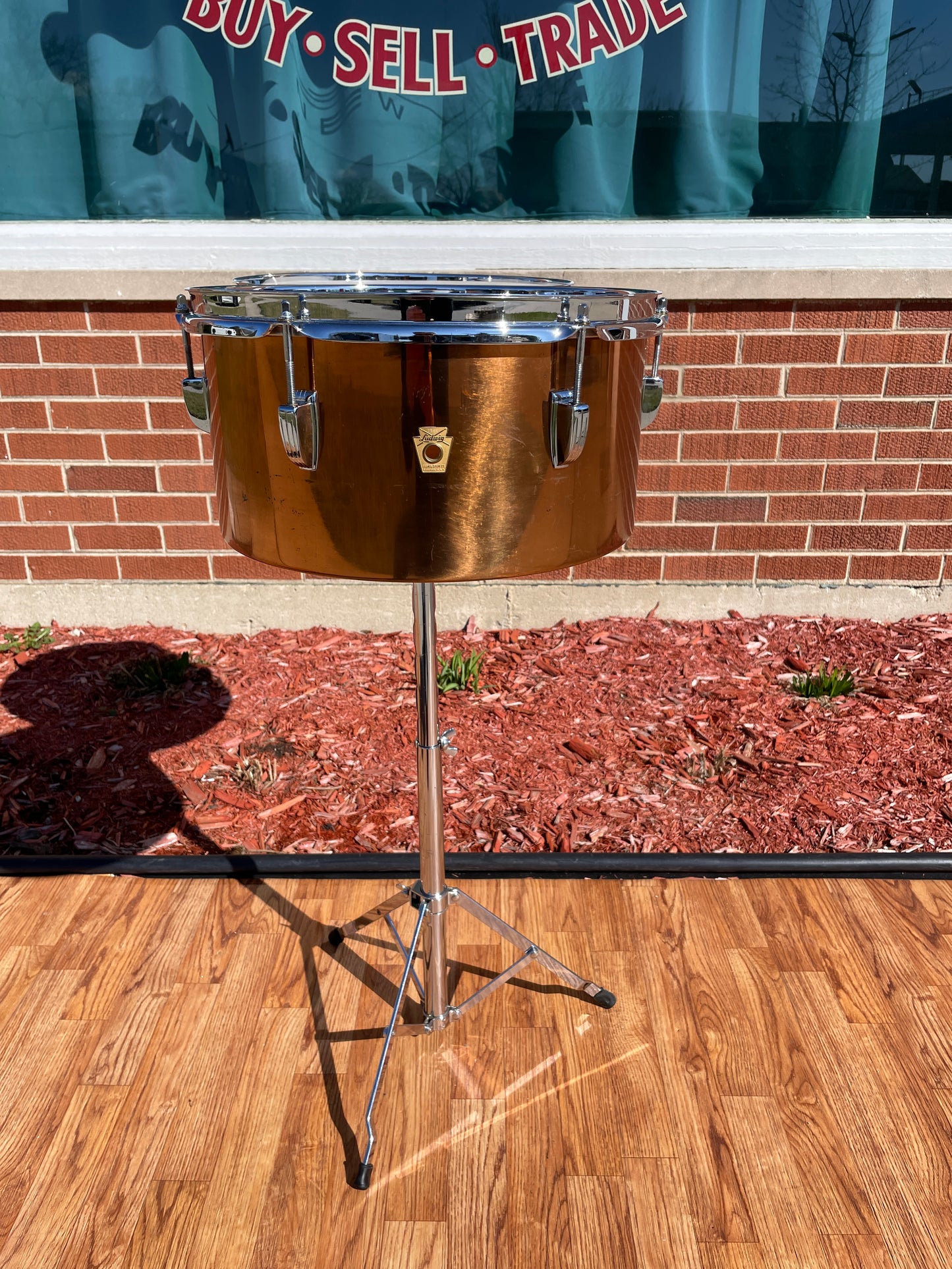 1960s Ludwig 13" / 14" Timbales Copper w/ Stand - Latin Percussion Drums