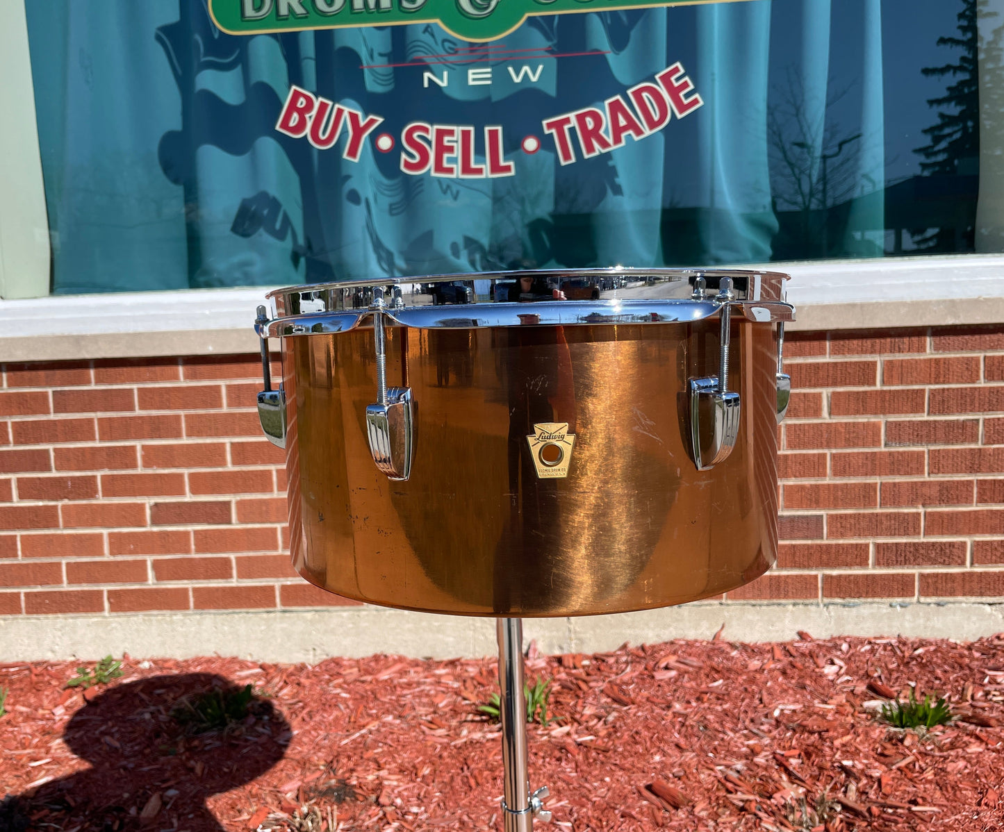 1960s Ludwig 13" / 14" Timbales Copper w/ Stand - Latin Percussion Drums