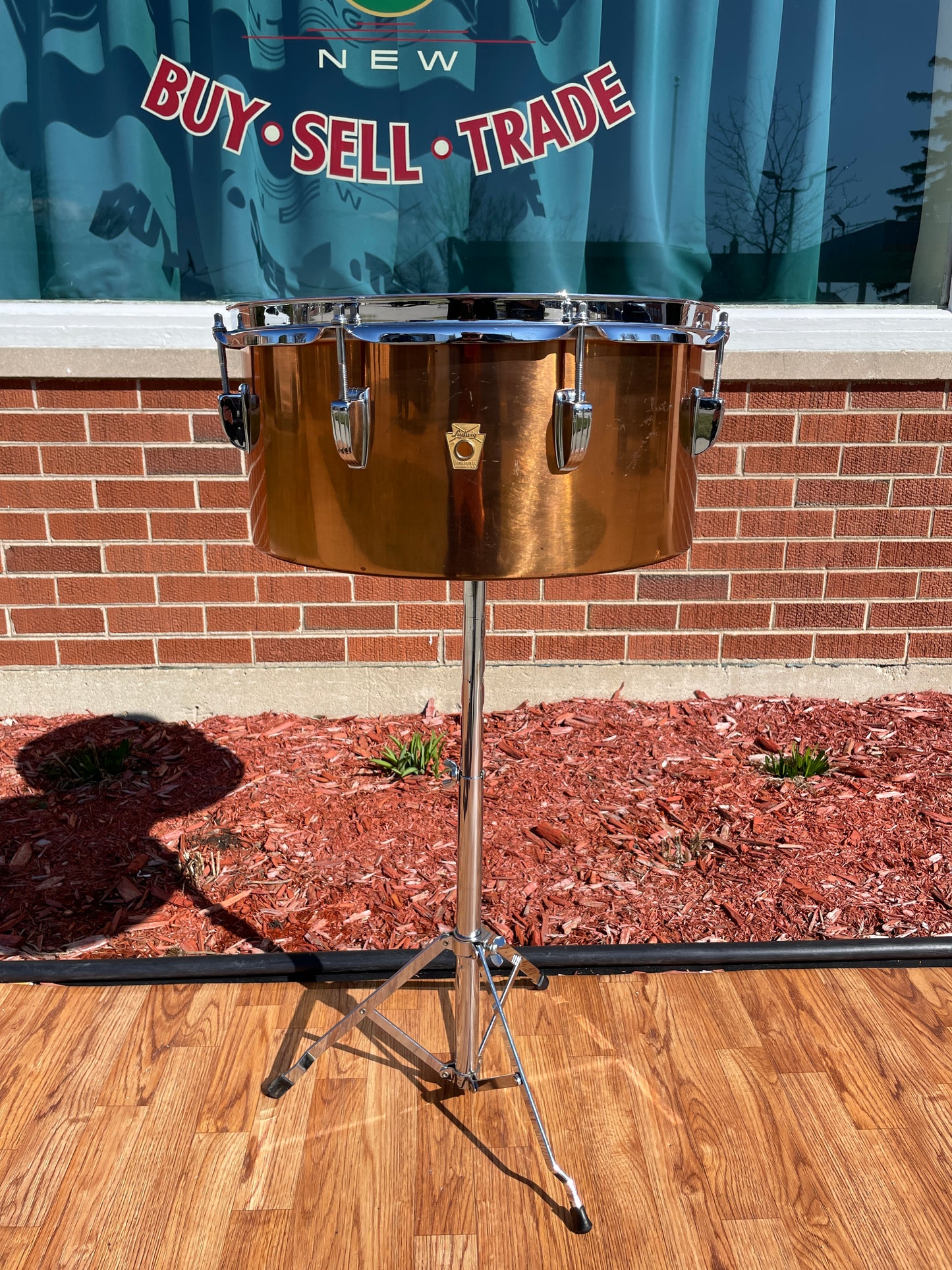 1960s Ludwig 13" / 14" Timbales Copper w/ Stand - Latin Percussion Drums