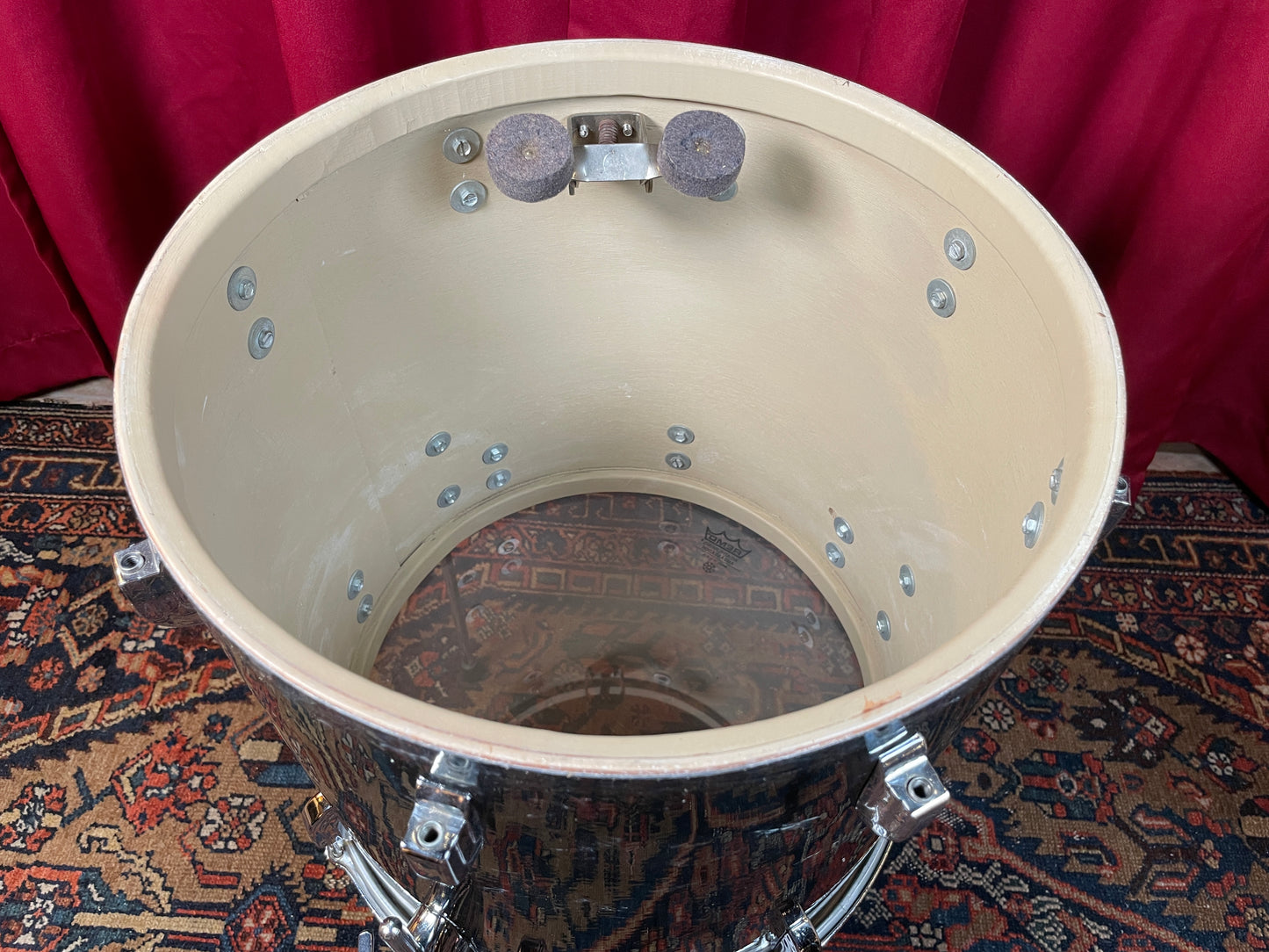 1960s Leedy by Slingerland 14x14 Floor Tom Single Drum Black Diamond Pearl