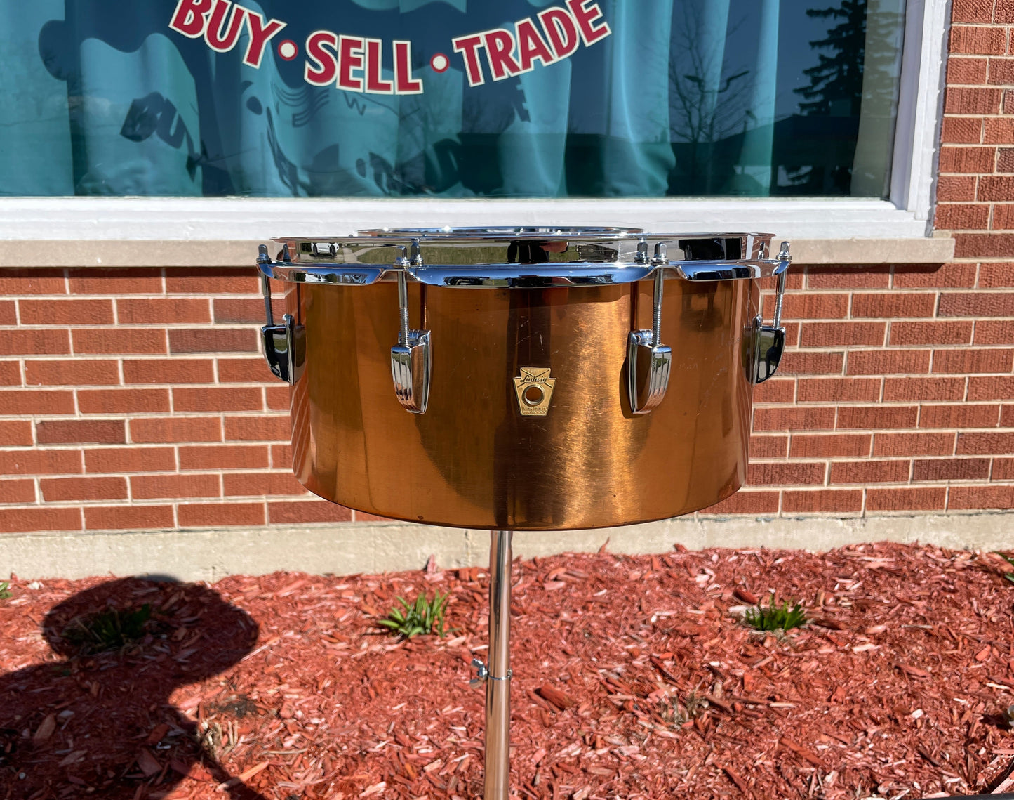 1960s Ludwig 13" / 14" Timbales Copper w/ Stand - Latin Percussion Drums