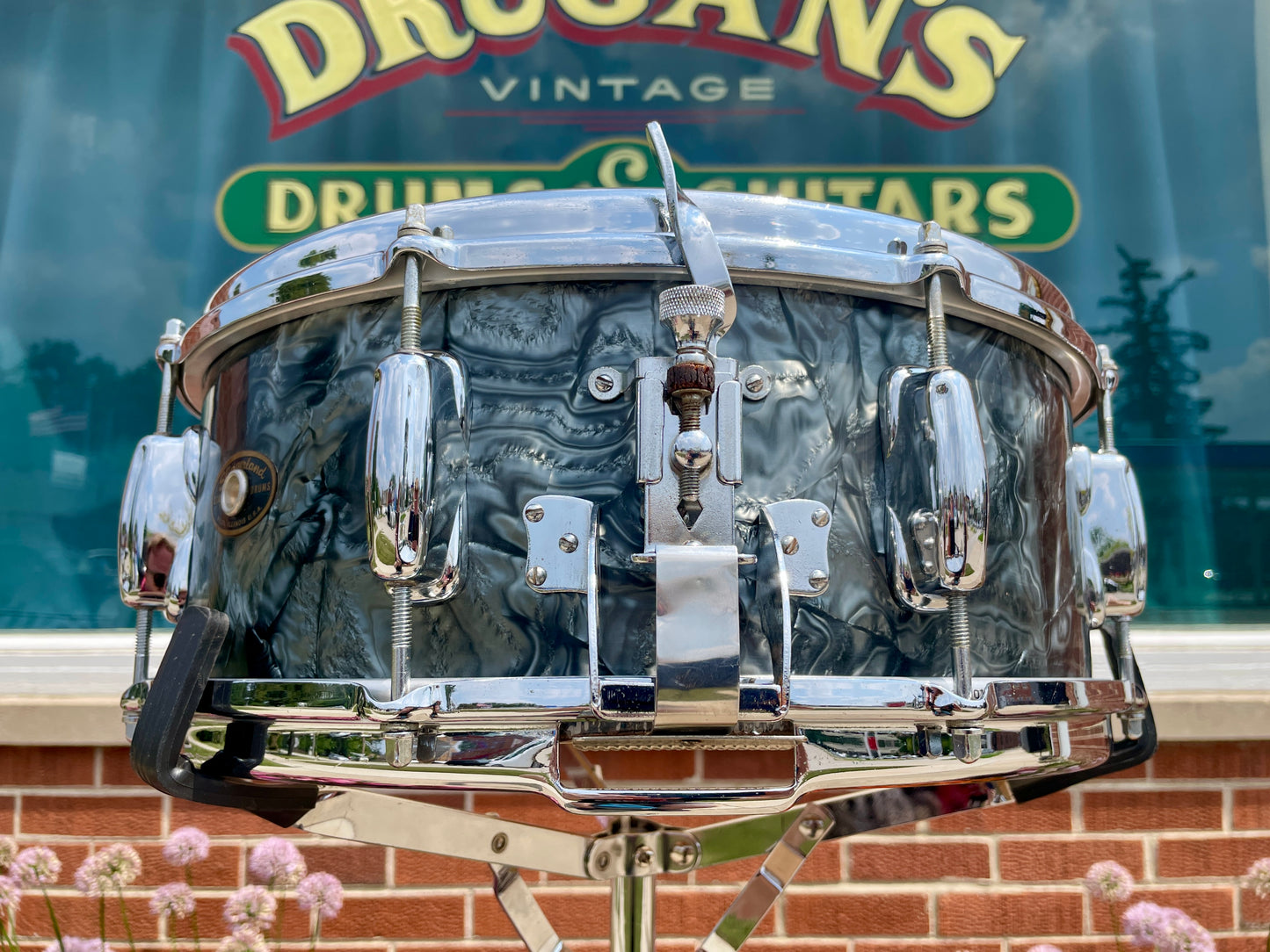 1960-62 Slingerland 5.5x14 Gene Krupa Radio King No. 143 Solid Shell Snare Drum Black Diamond Pearl