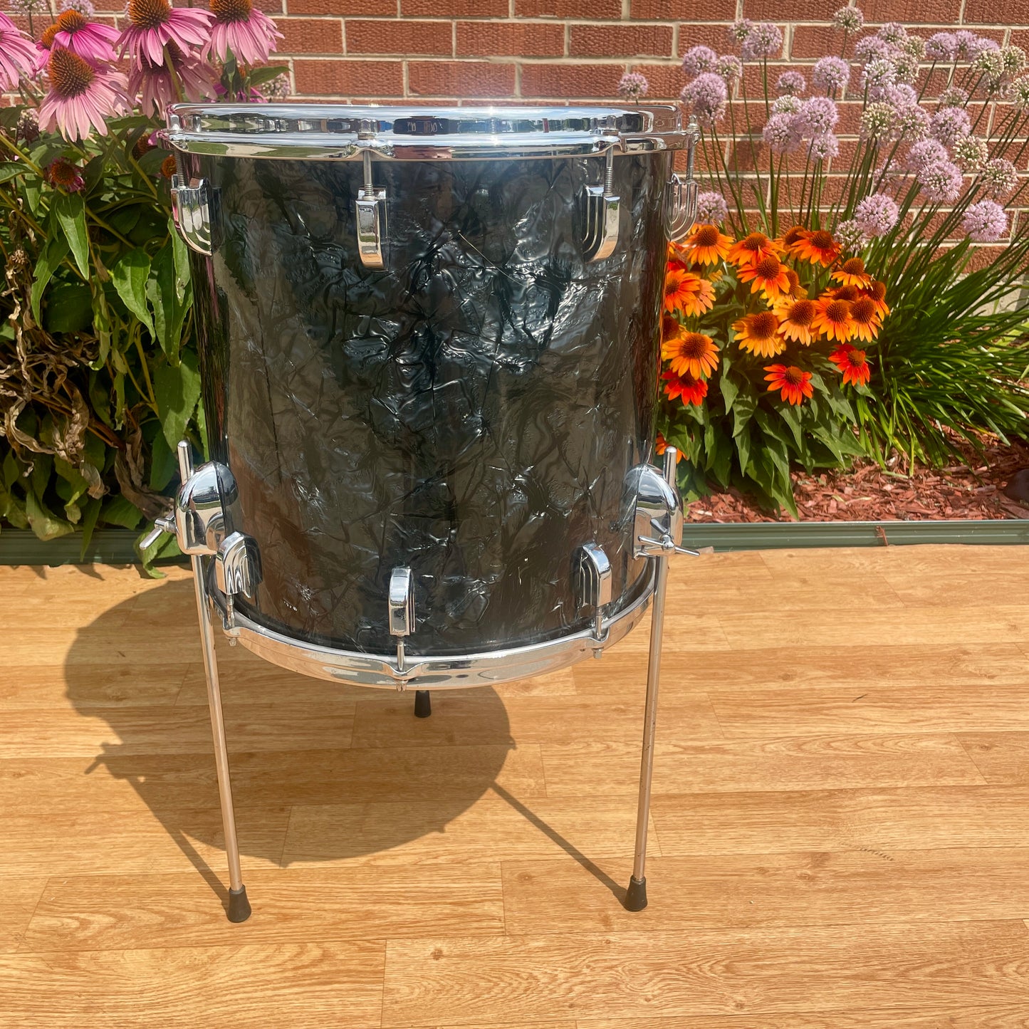 1960s Leedy by Slingerland 14x14 Floor Tom Single Drum Black Diamond Pearl