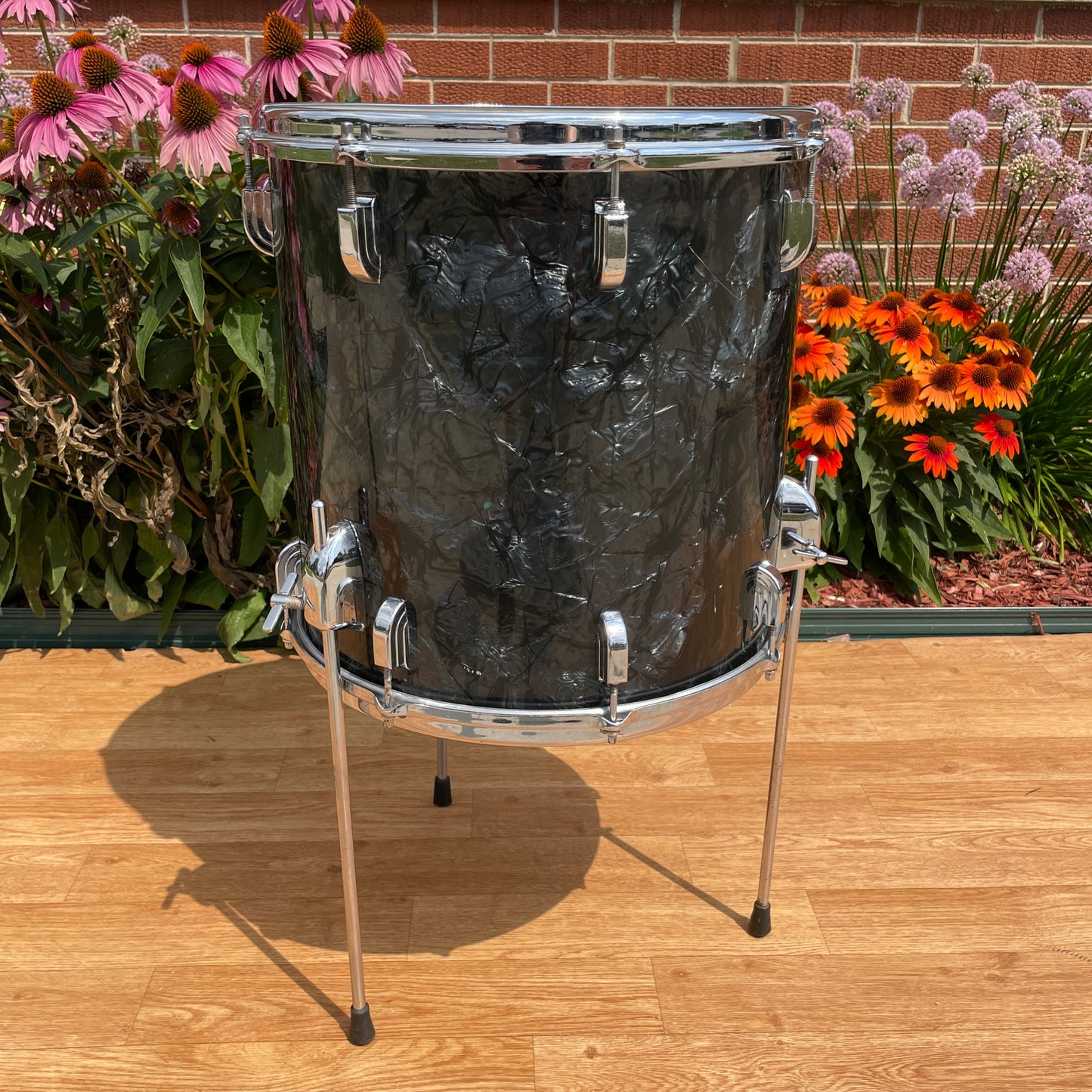 1960s Leedy by Slingerland 14x14 Floor Tom Single Drum Black Diamond Pearl