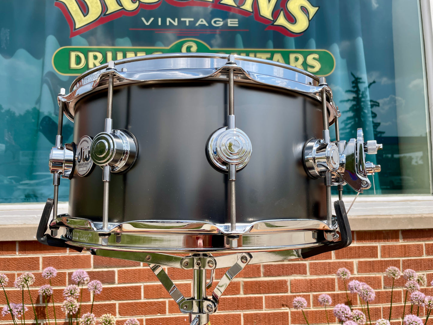 DW Collector's Series 6.5x14 Satin Black Over Brass Snare Drum w/ Box DRVD6514SVCBK