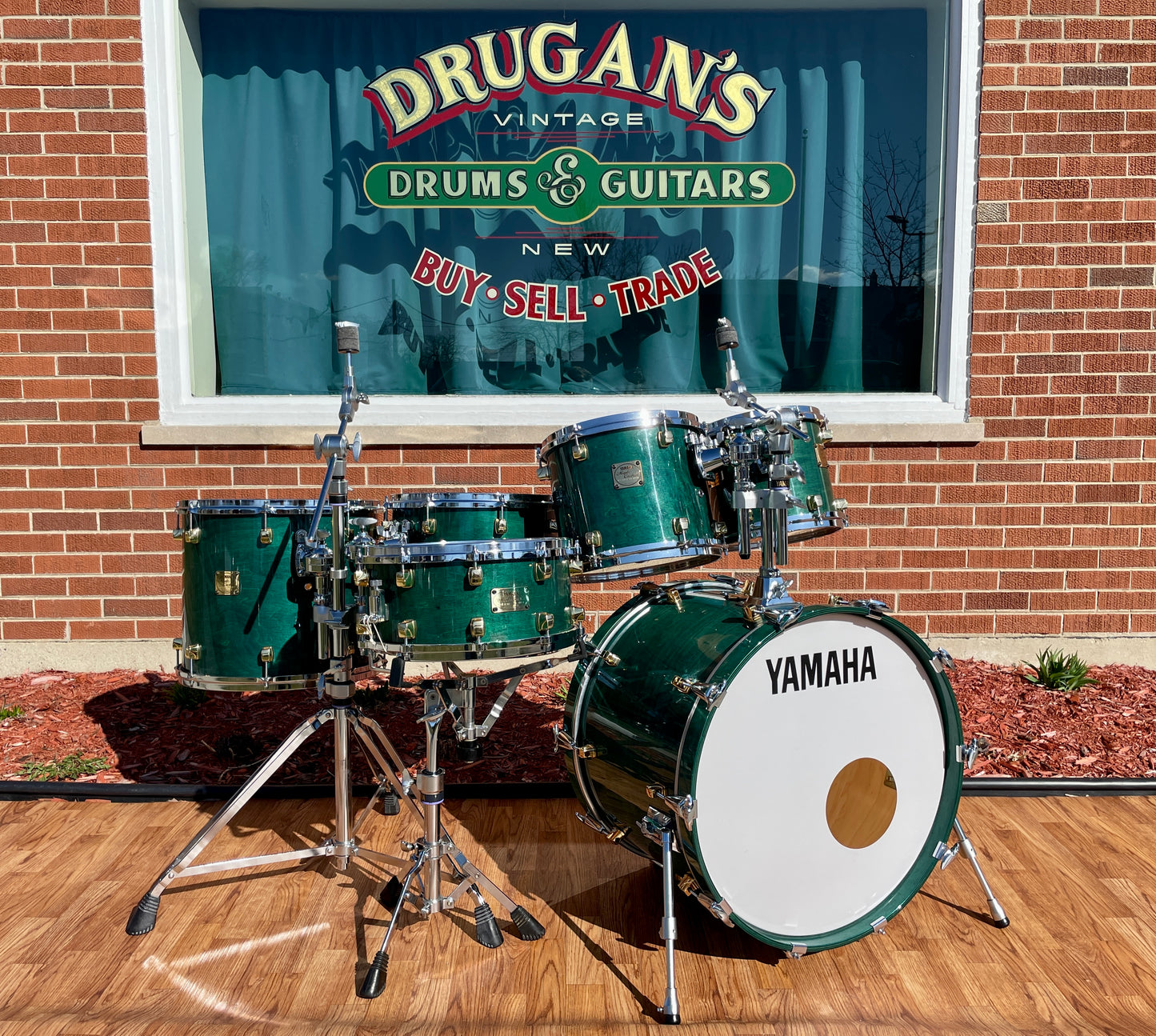 1994 Yamaha Maple Custom Drum Set Turquoise Maple MIJ 22/10/12/14/16