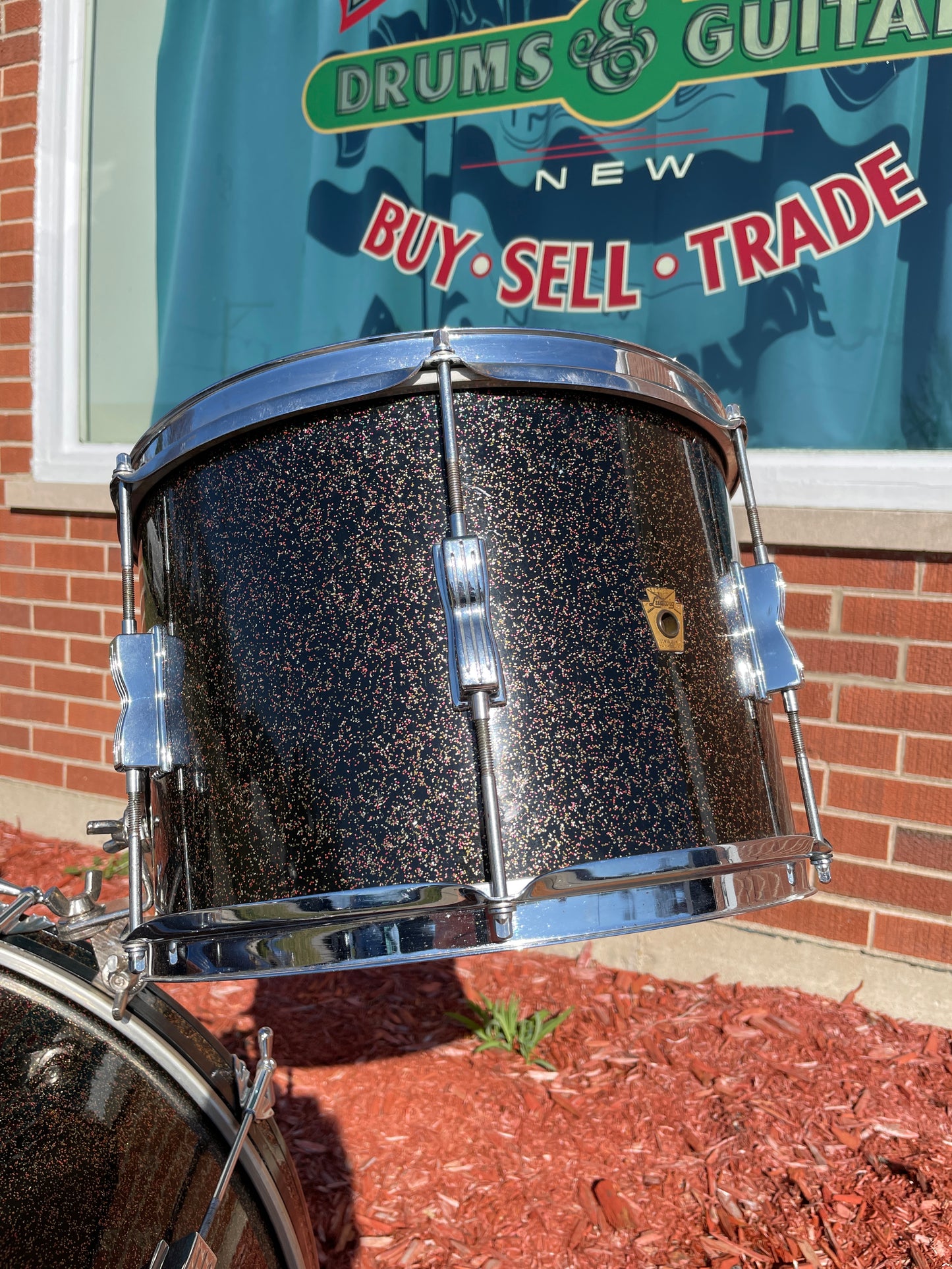 1960s Ludwig 3pc Club Date Drum Set Black Galaxy Sparkle 22/13/15