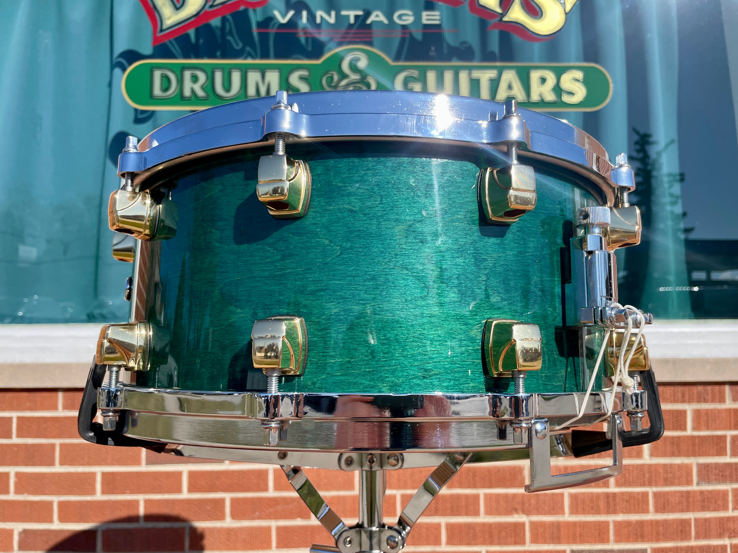 1994 Yamaha Maple Custom 6.5x14 Snare Drum Turquoise Maple MIJ