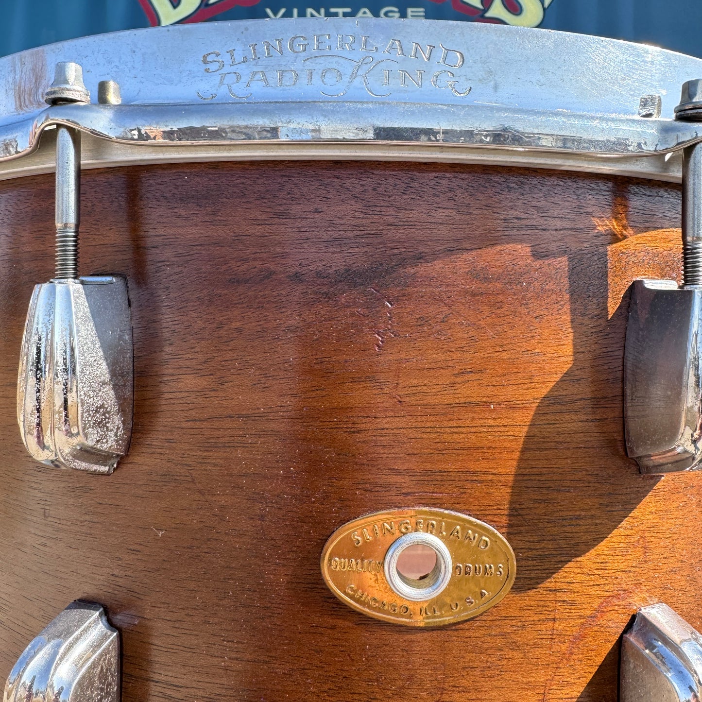 1953 Slingerland 8x14 Hollywood Ace Radio King Snare Drum Mahogany