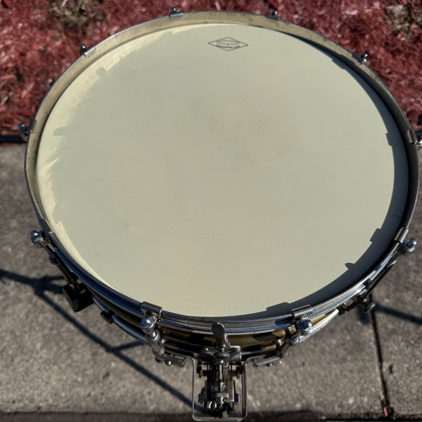 1920s Ludwig 5x14 No. 655 Super Sensitive Snare Drum Brass Dual Strainer
