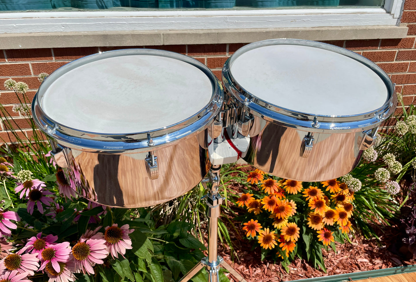 1980s Ludwig 13" & 14" Timbales Chrome w/ Stand
