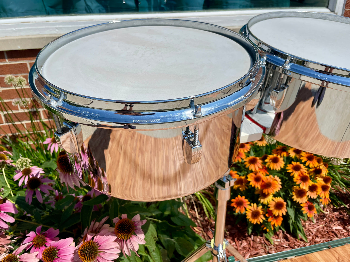 1980s Ludwig 13" & 14" Timbales Chrome w/ Stand