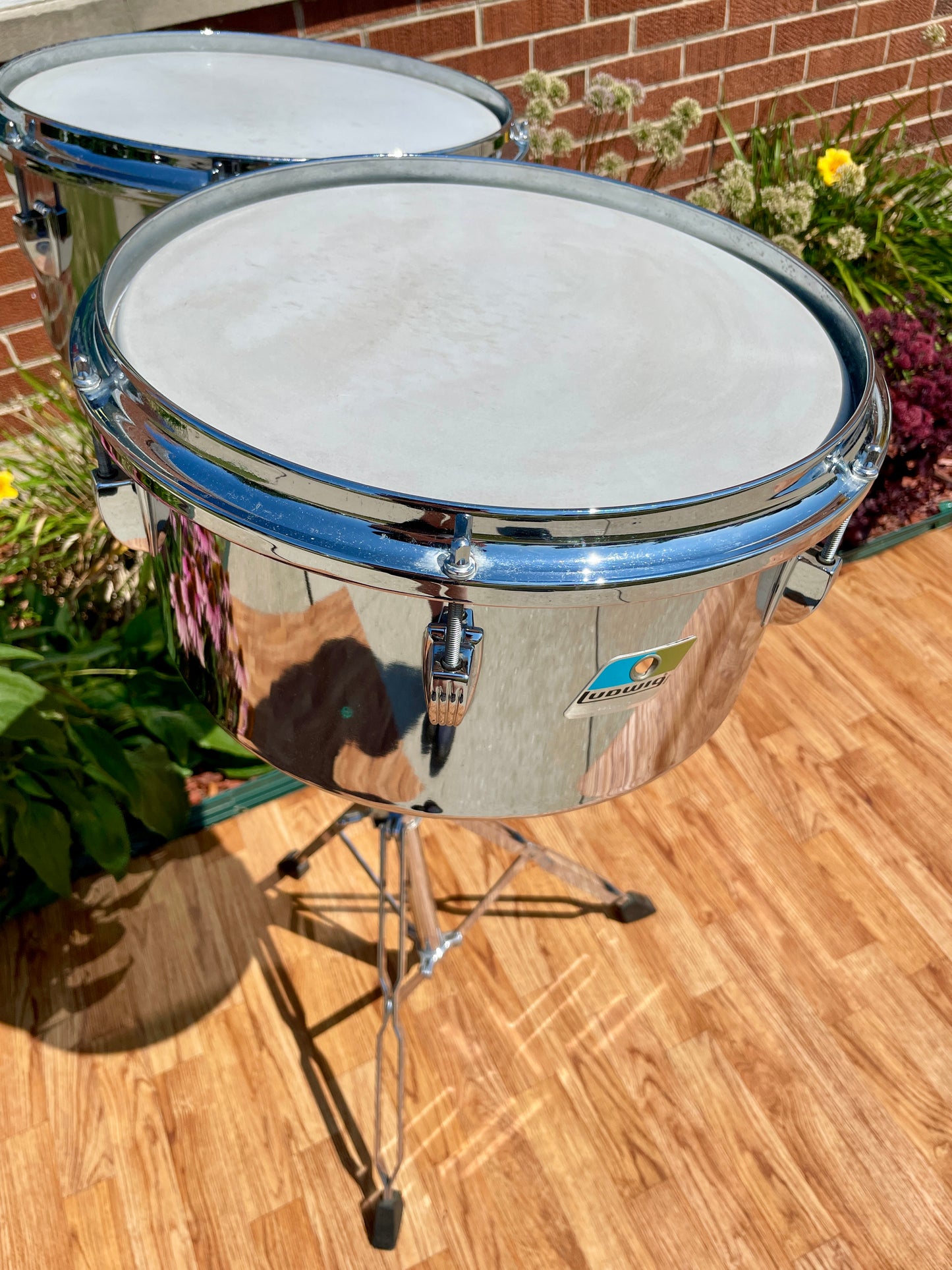 1980s Ludwig 13" & 14" Timbales Chrome w/ Stand