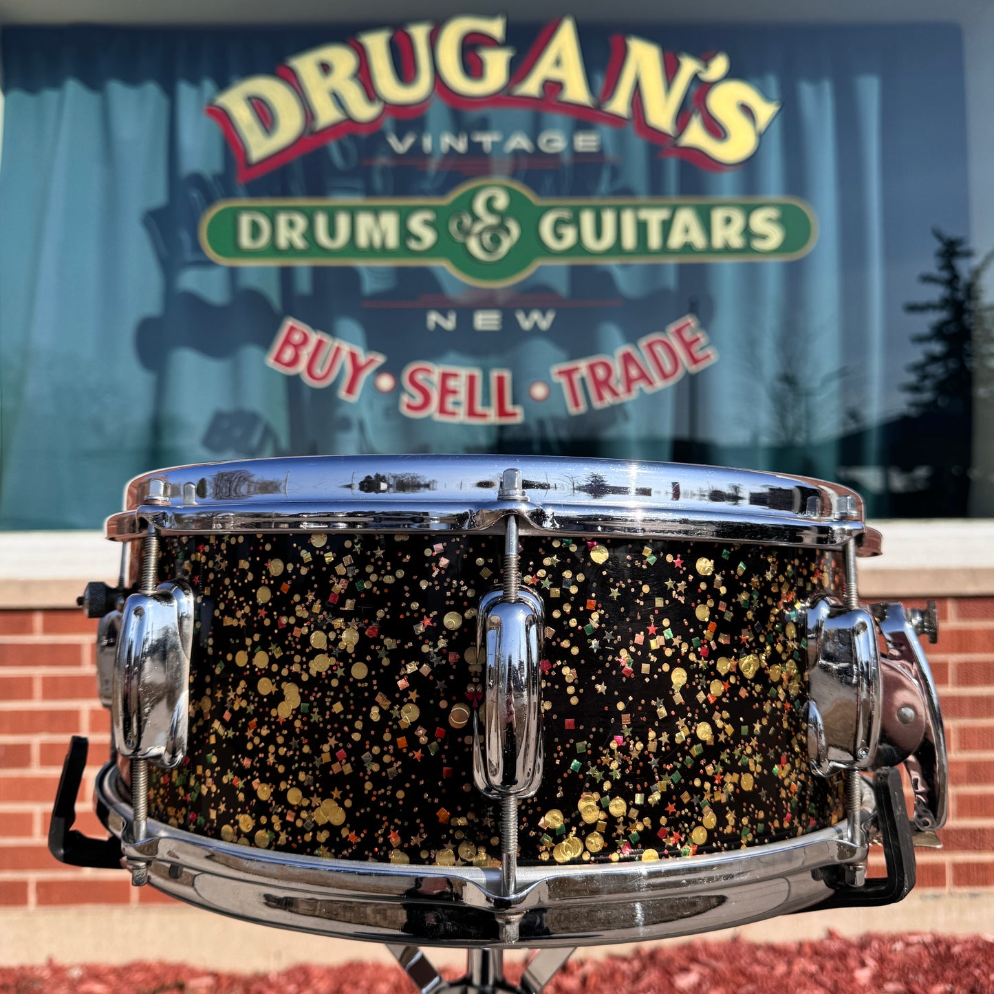 1962 Slingerland 5.5x14 No. 153 Radio King Super Gene Krupa Solid Shell Snare Drum Mardi Gras