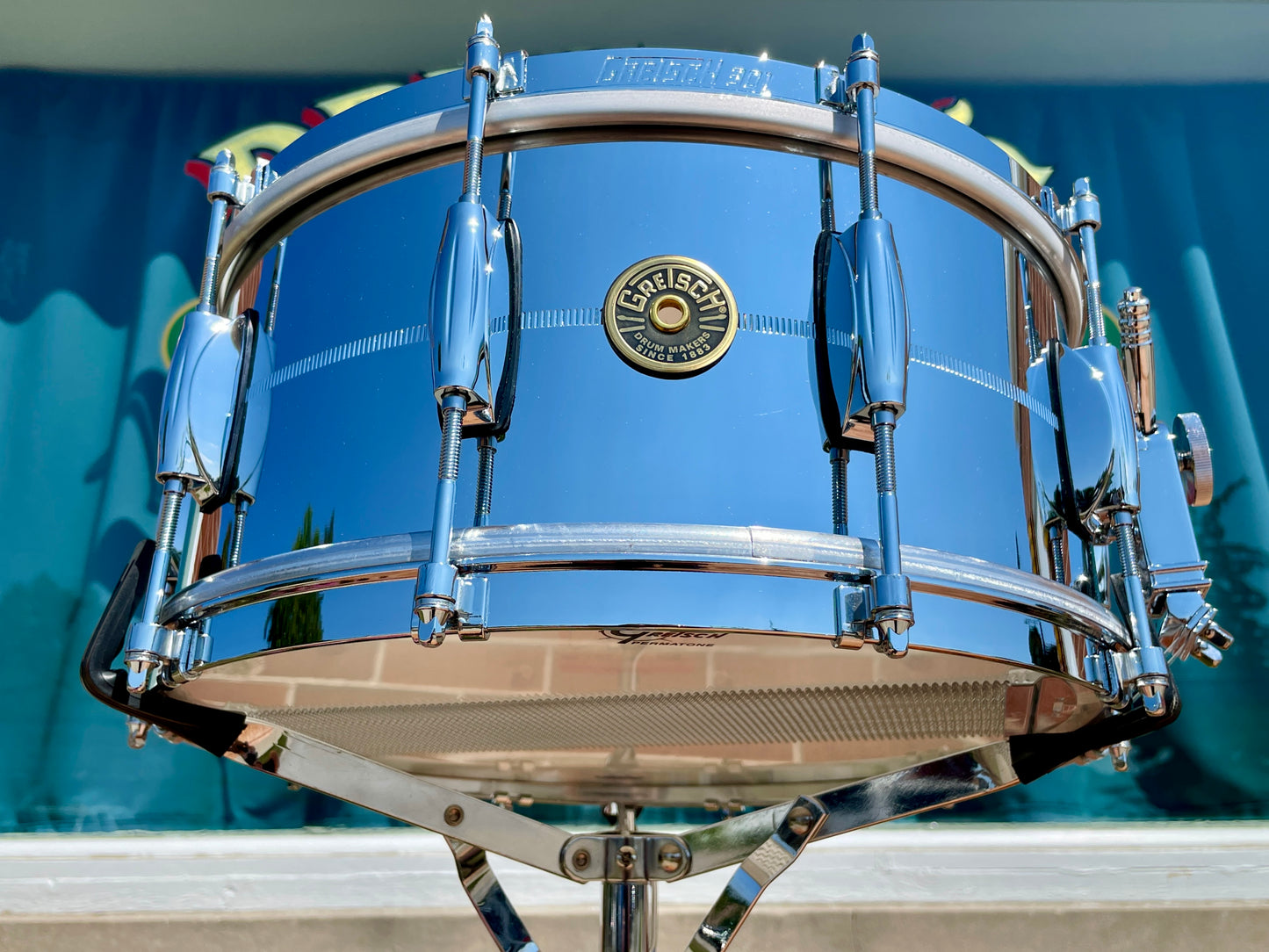Gretsch USA Custom 6.5x14 G4164 Chrome Over Brass Snare Drum COB 301 Hoops Micro Sensitive Strainer