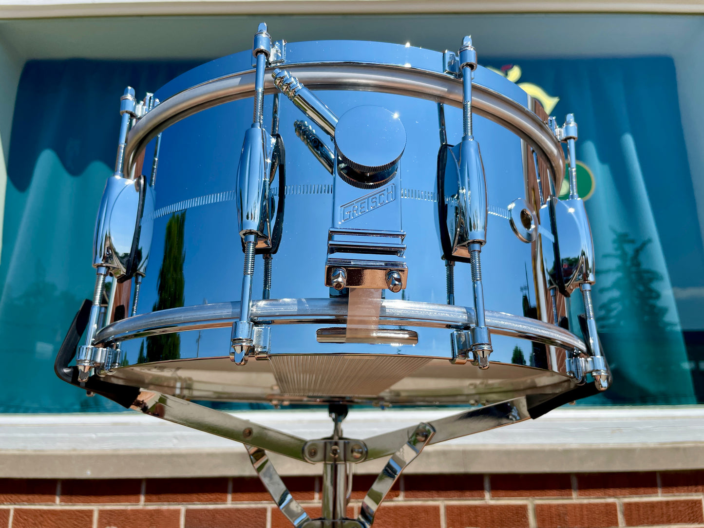 Gretsch USA Custom 6.5x14 G4164 Chrome Over Brass Snare Drum COB 301 Hoops Micro Sensitive Strainer