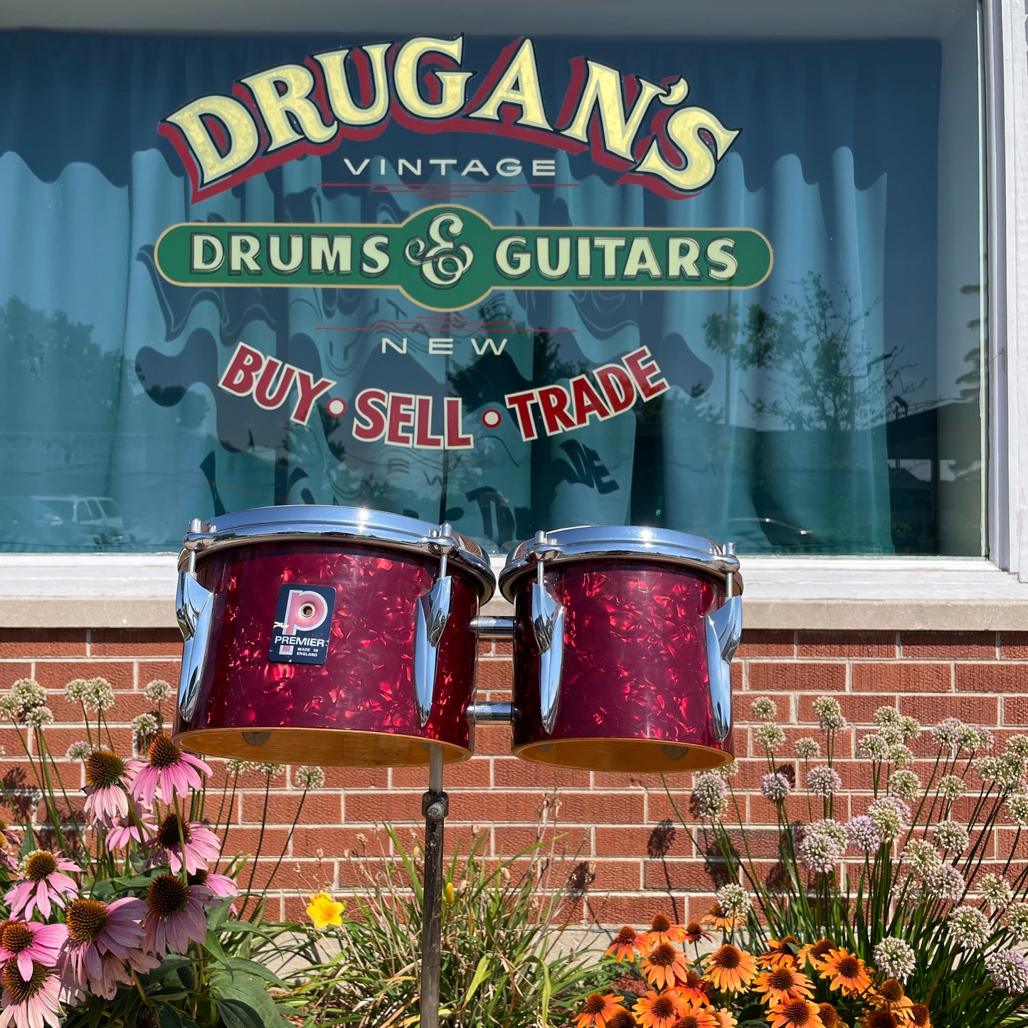 1960s Premier Stand Bongos No. 522 Burgundy w/ Stand