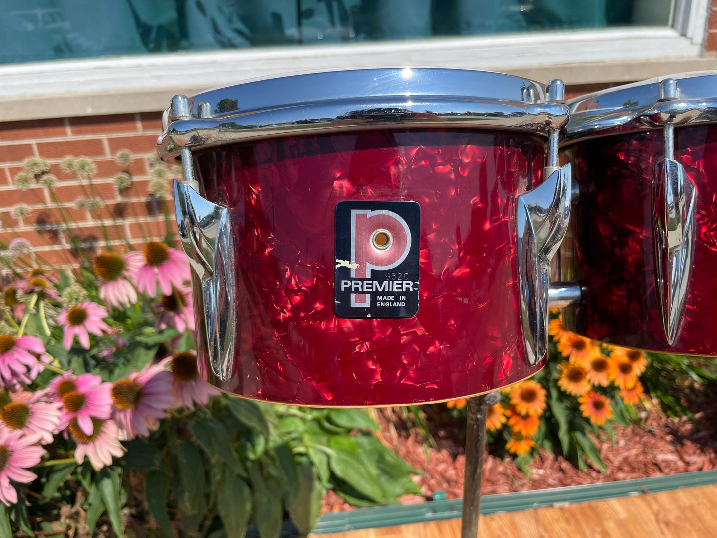 1960s Premier Stand Bongos No. 522 Burgundy w/ Stand