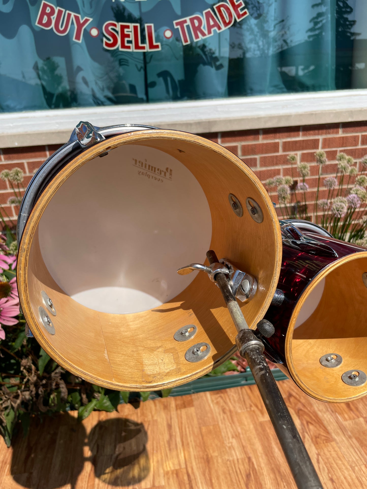 1960s Premier Stand Bongos No. 522 Burgundy w/ Stand