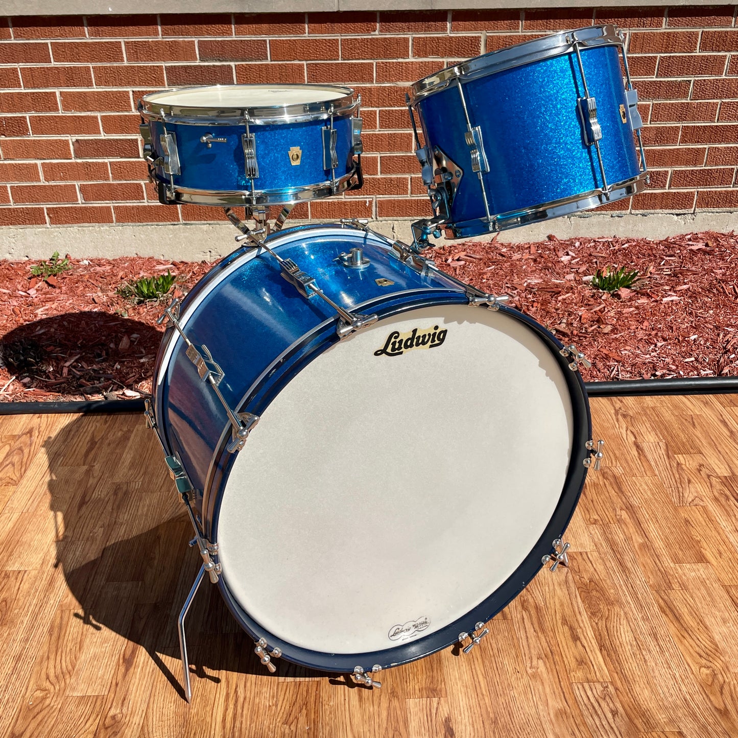 1964 Ludwig No. 998P Combo Outfit Drum Set Blue Sparkle 22/13/5x14 Jazz Festival