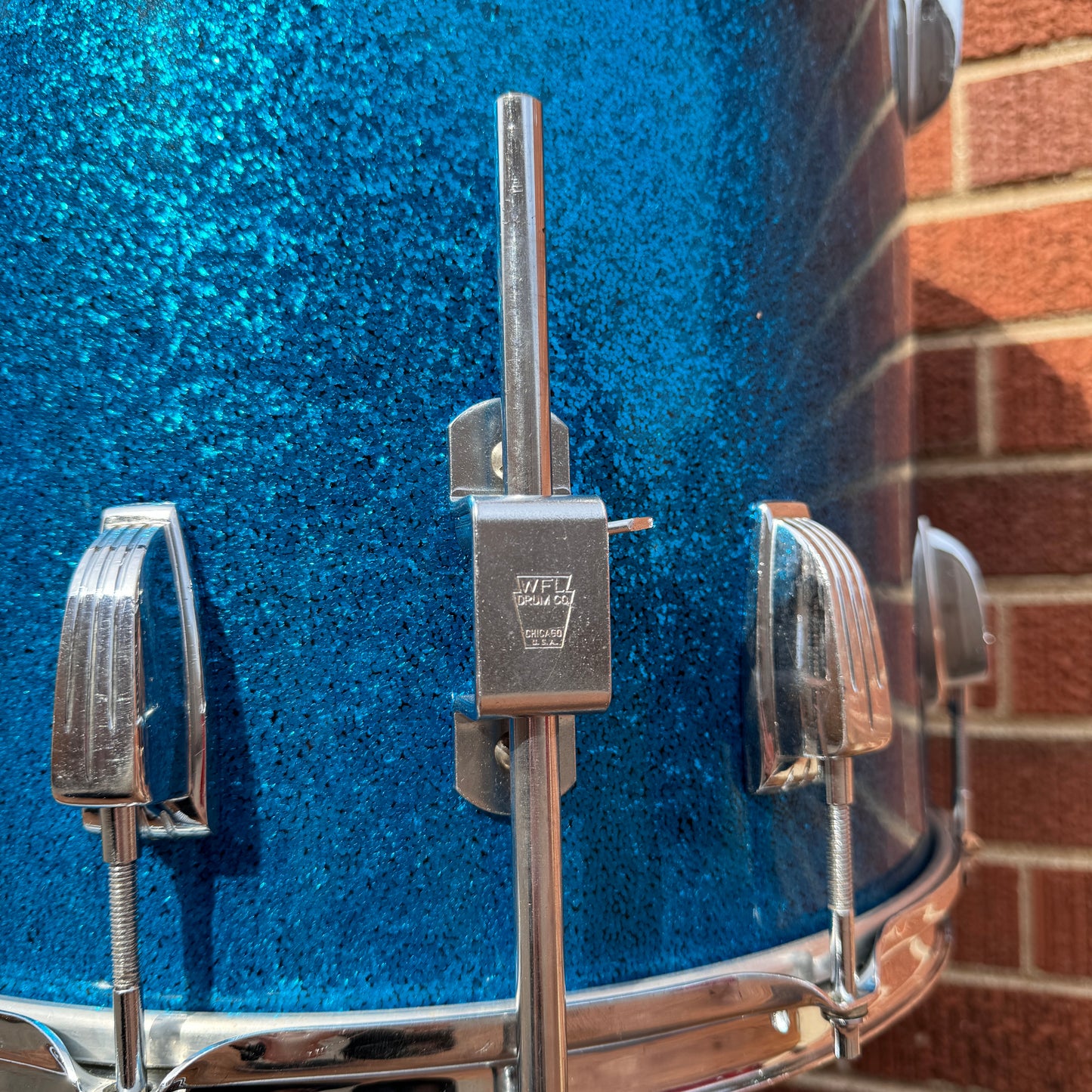 1958-1959 Ludwig Super Classic 14x14 Trans Badge Floor Tom Blue Sparkle COB