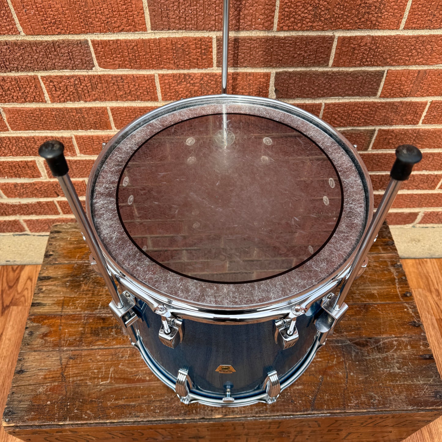 1958-1959 Ludwig Super Classic 14x14 Trans Badge Floor Tom Blue Sparkle COB