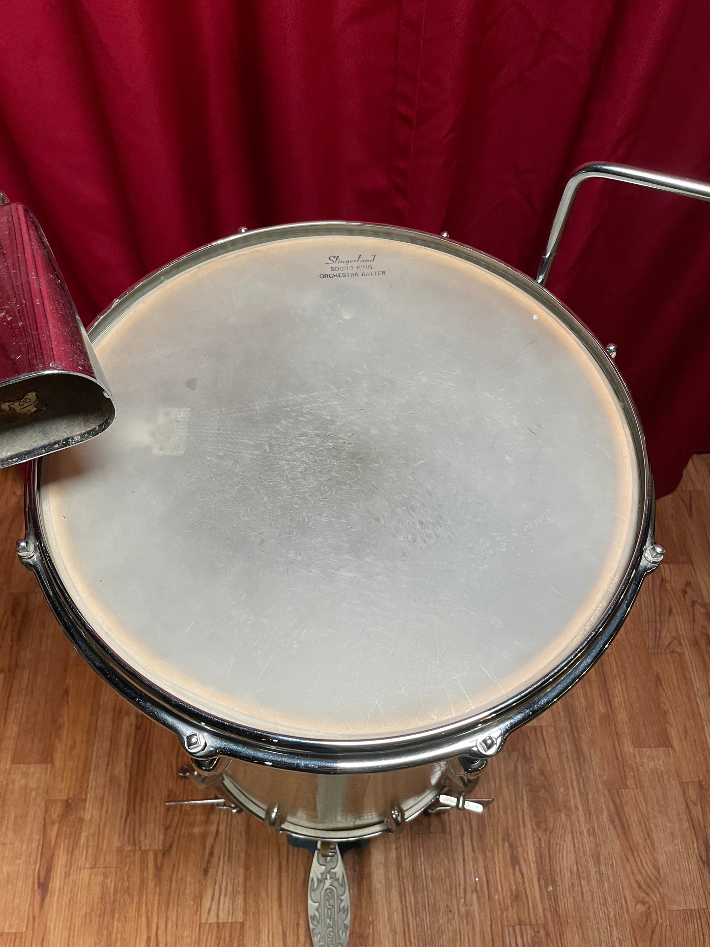 1960s Slingerland 24x14 No. 291 Two Headed Cocktail Drum Set Silver Sparkle