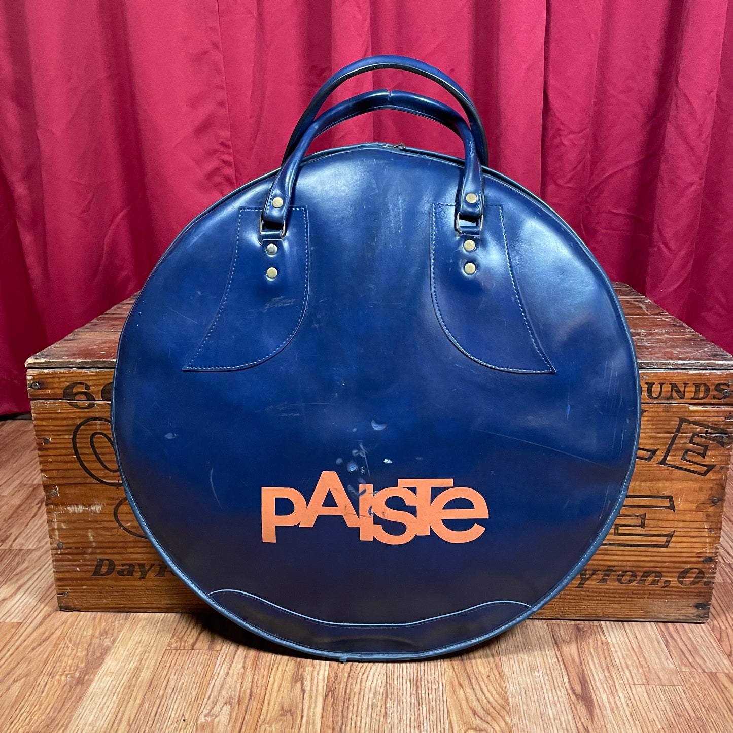 Vintage 20" Paiste Leatherette Cymbal Bag Dark Blue / Orange - Rare Item