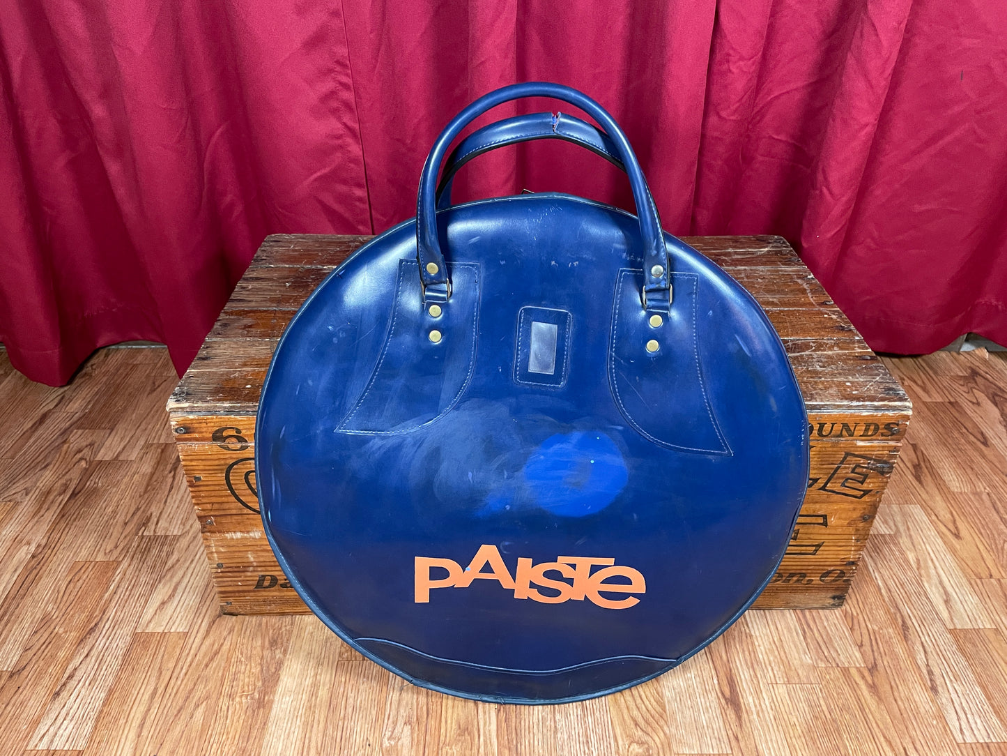 Vintage 20" Paiste Leatherette Cymbal Bag Dark Blue / Orange - Rare Item