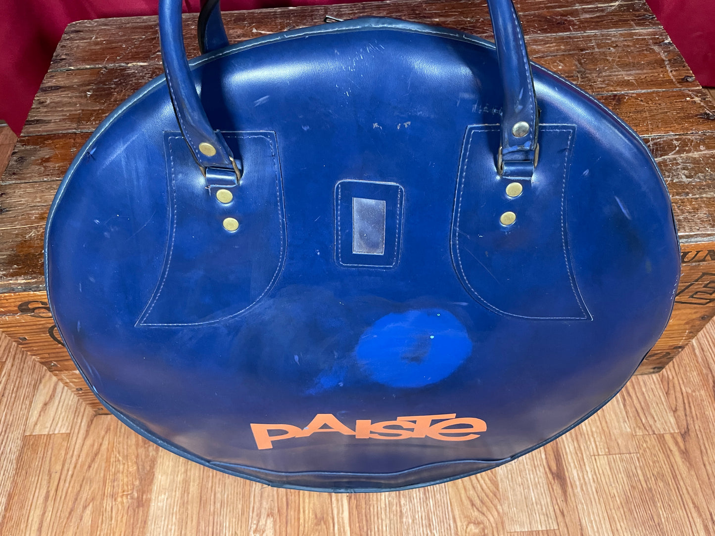 Vintage 20" Paiste Leatherette Cymbal Bag Dark Blue / Orange - Rare Item