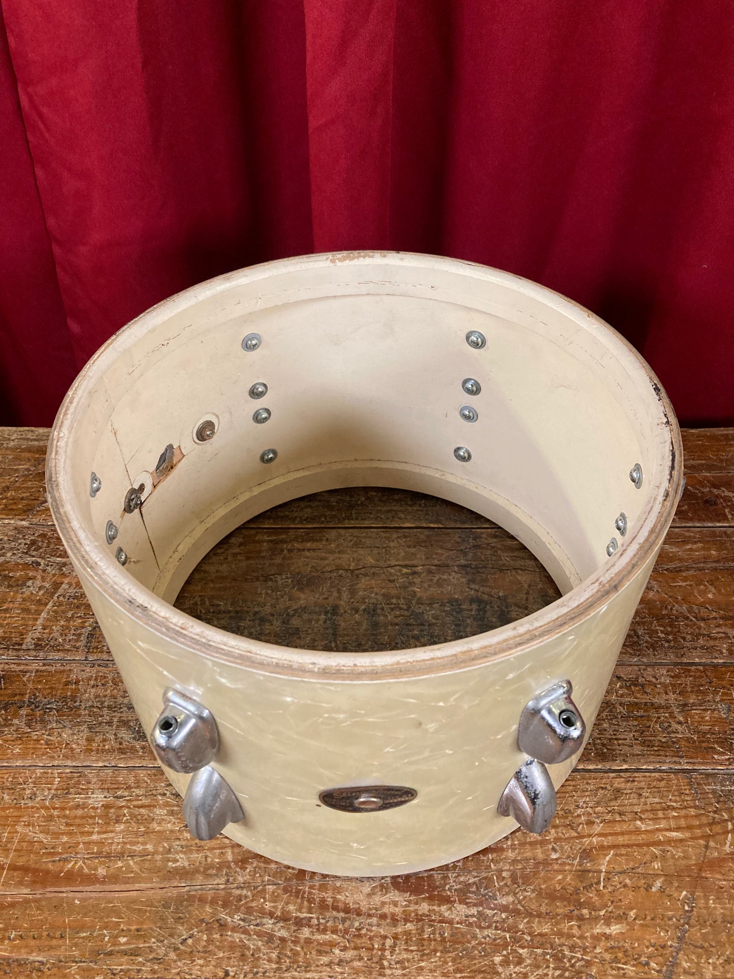 1960s Slingerland 8x12 Tom Drum Single White Marine Pearl
