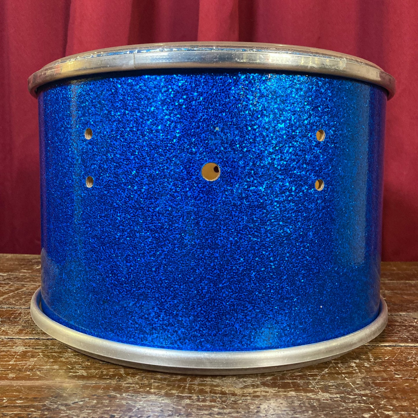 1970s Ludwig 8x12 Concert Tom Drum Shell Project Blue Sparkle